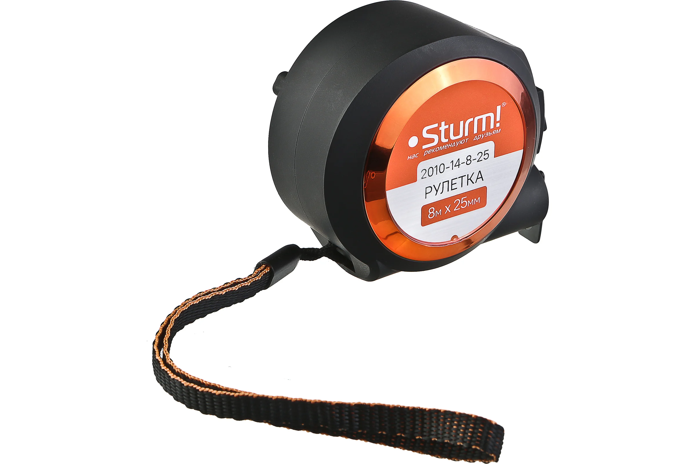 Рулетка с автостопом Sturm, 8x25мм, soft touch, 2x сторонняя шкала, магнит, 2010-14-8-25