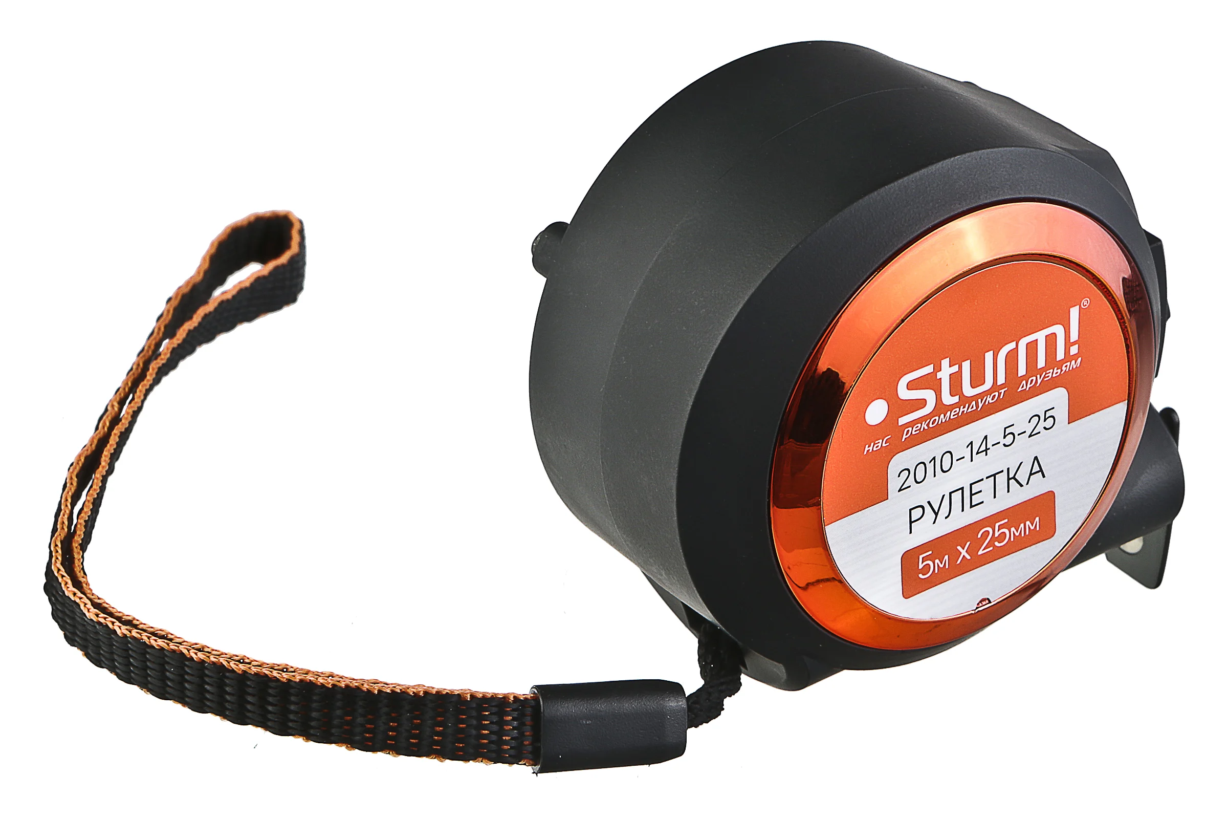 Рулетка с автостопом Sturm 5x25мм, soft touch, 2x сторонняя шкала, магнит, 2010-14-5-25