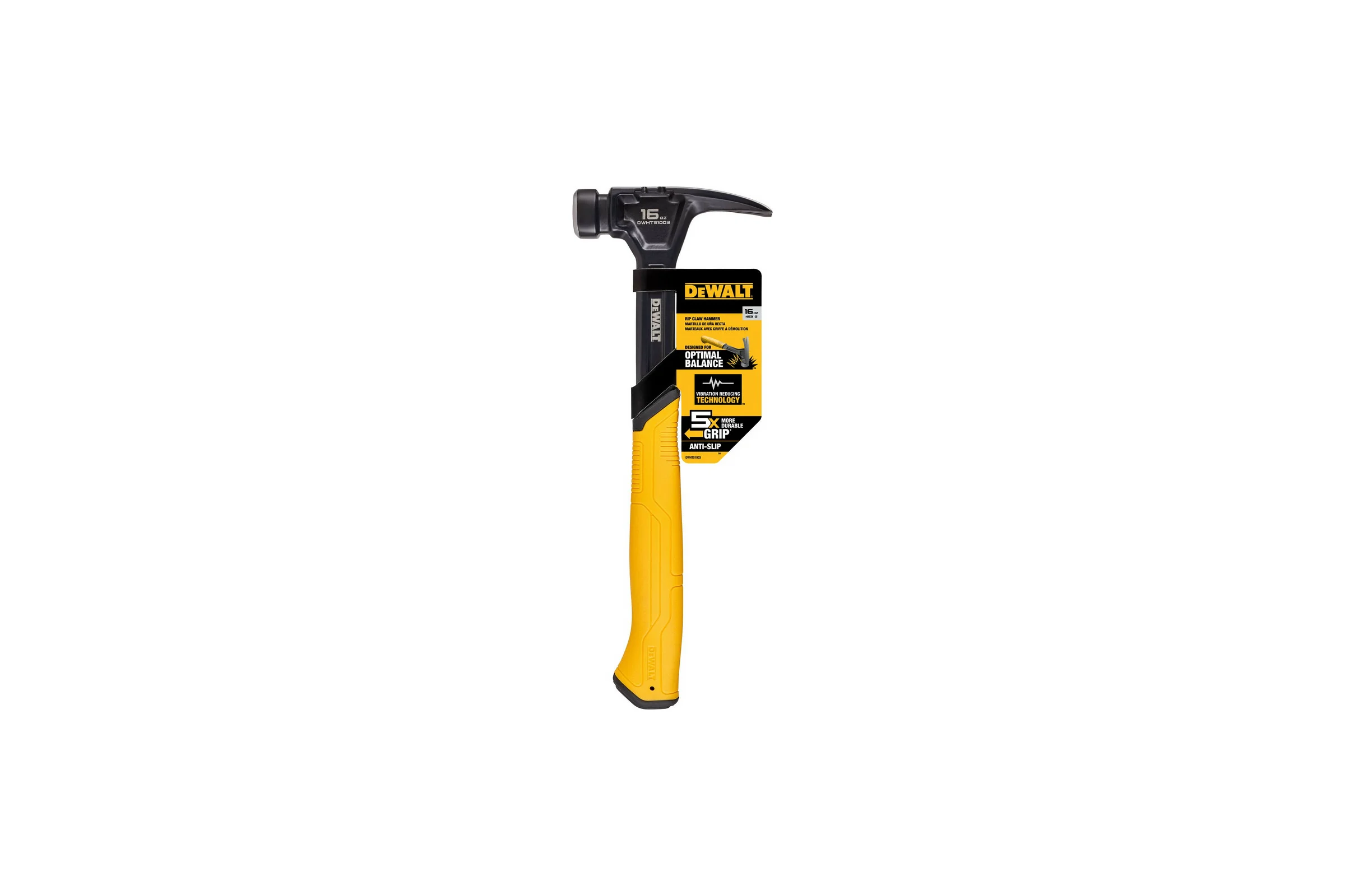 Одноэлементный молоток с прямым гвоздодёром Dewalt 454 г DWHT51003-0