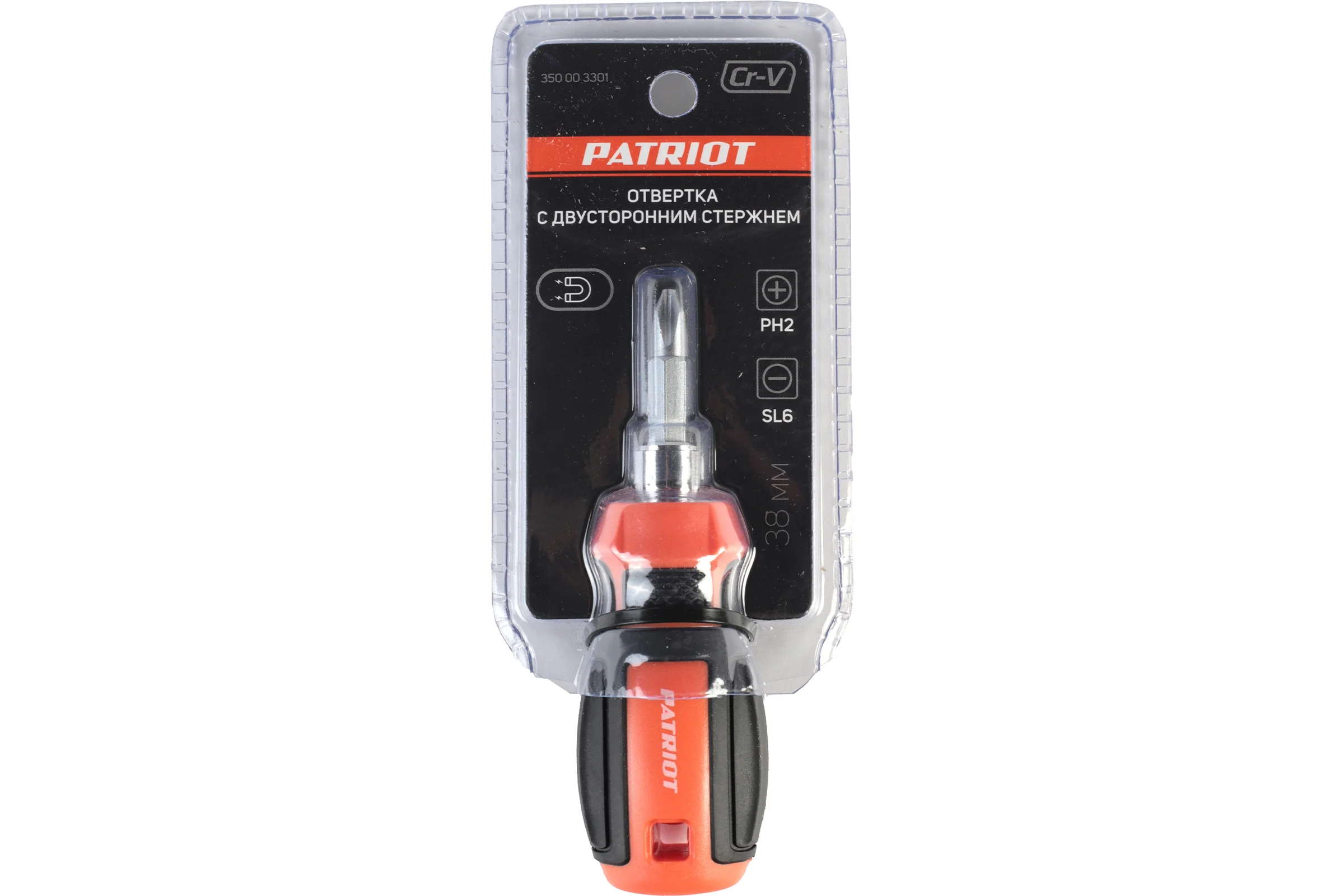 Отвертка с двусторонним стержнем PATRIOT CR-V, PH2-SL6x38, Patriot (1165) 350003301