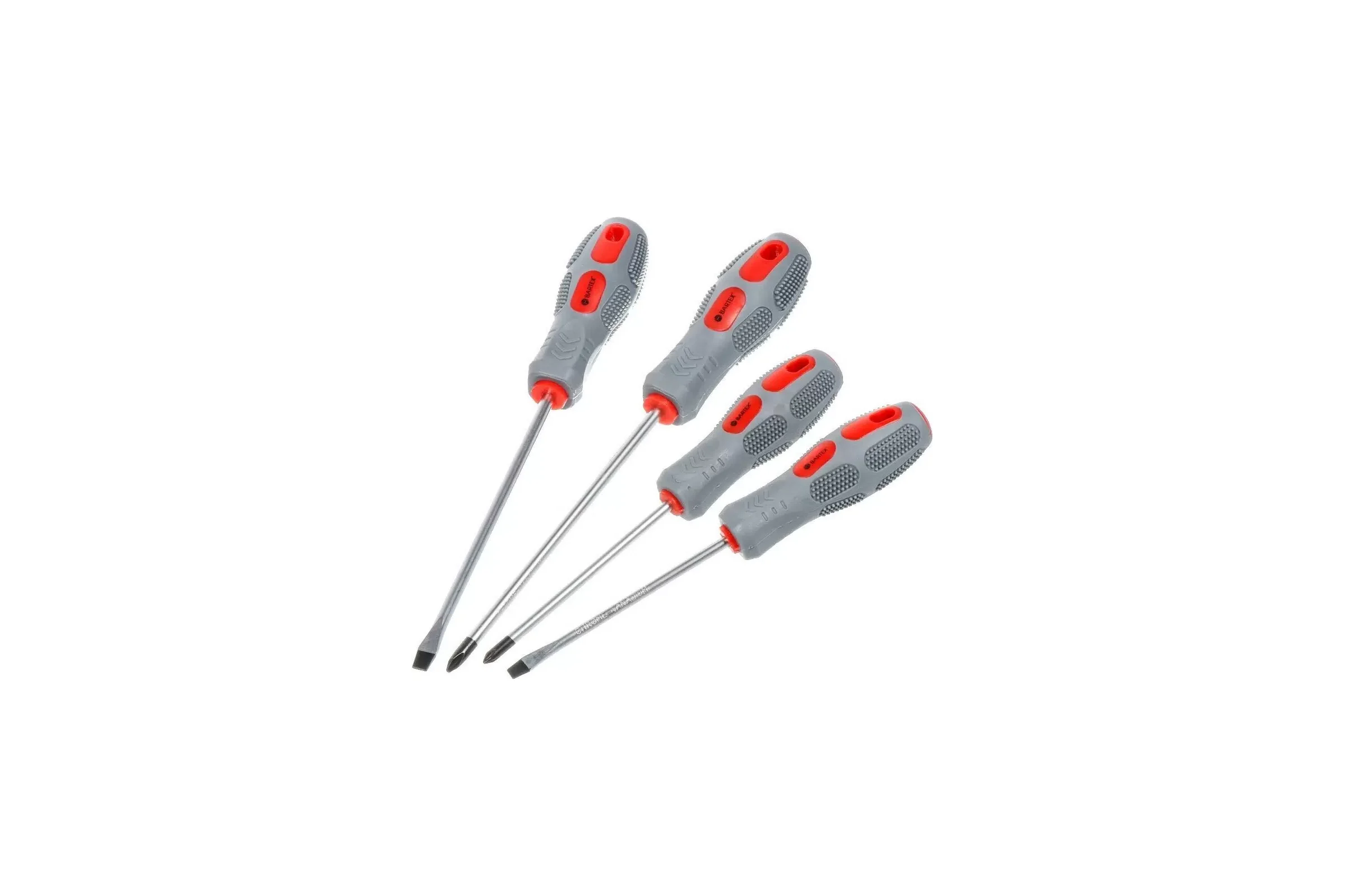 Набор отверток BARTEX 4 пр, PH 1,2/ SL 5,6, антискольз двухкомп, CrV сталь 317423