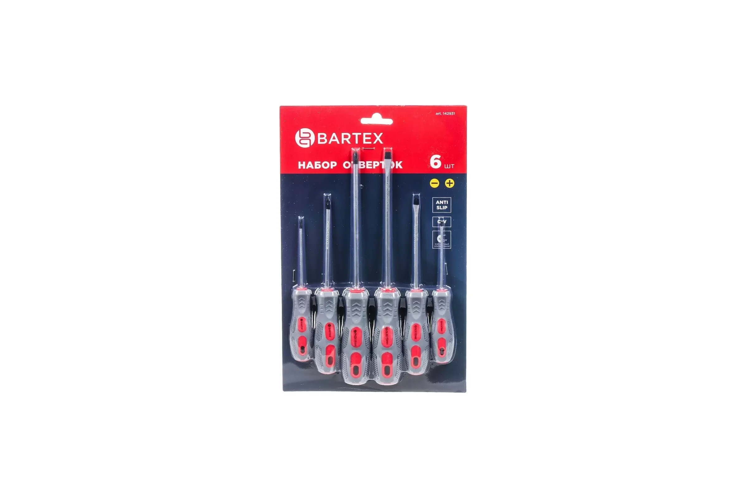 Набор отверток BARTEX 6 пр, PH 0,1,2/ SL 3,5,6, антискольз двухкомп, CrV сталь, SCDFS-6 142931