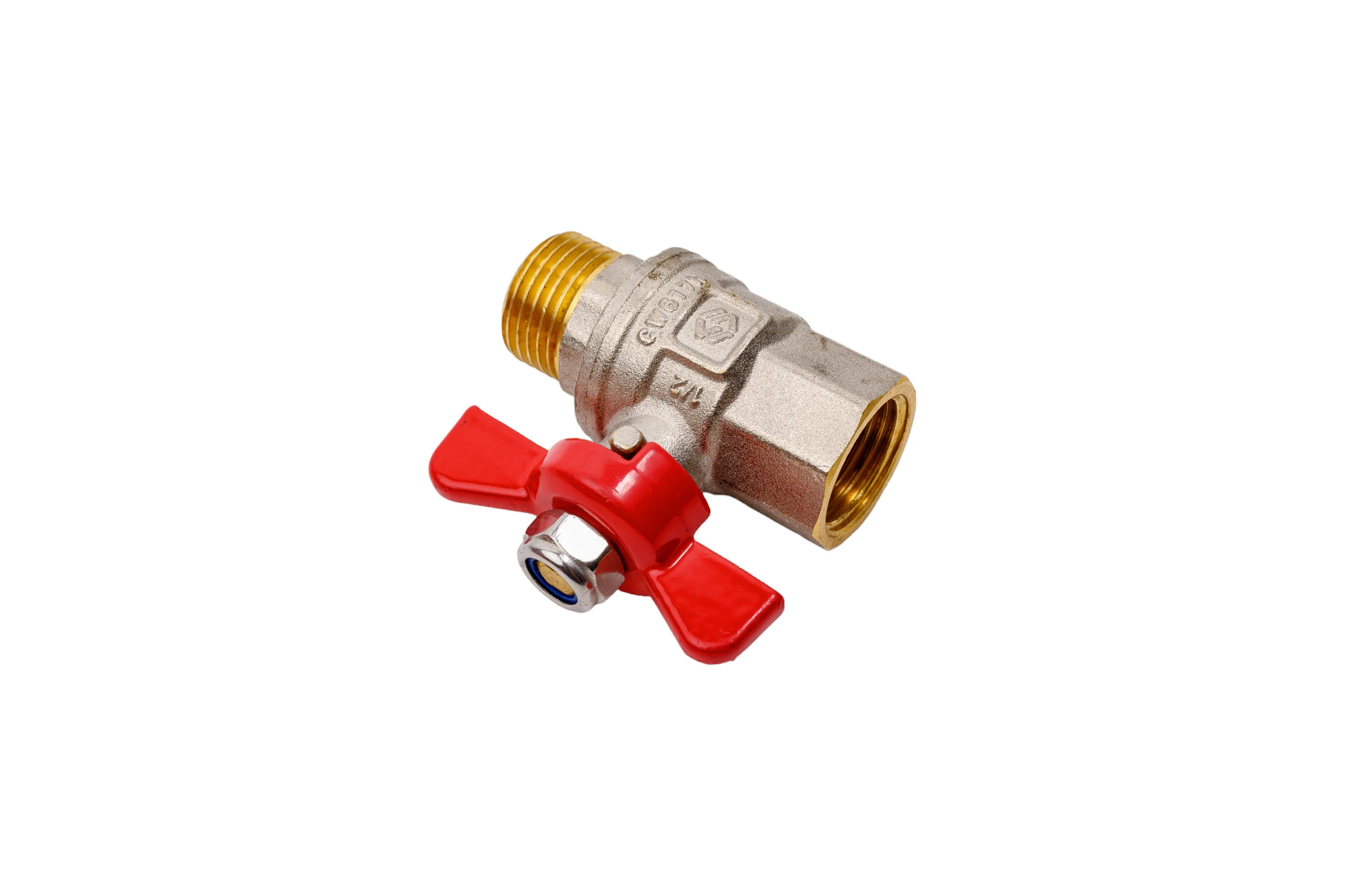 Шаровой кран MVI бабочка ДУ15, 1/2" ВН/НАР BV.514.04
