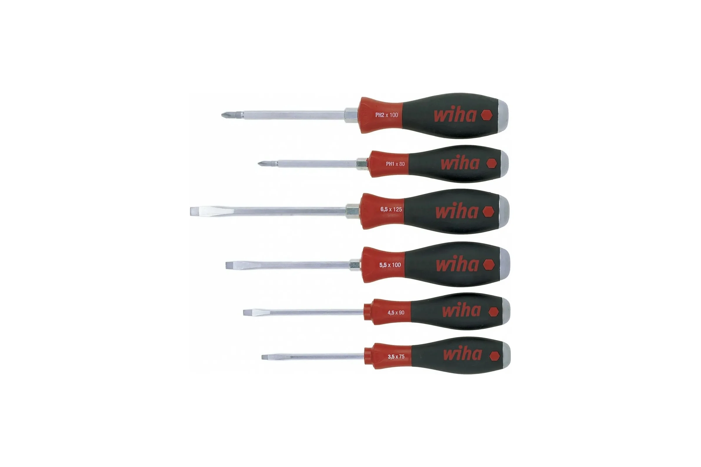 Набор отвёрток Wiha 21250 SoftFinish шлиц, Phillips, 6 предметов, со сквозным шлицем wih21250