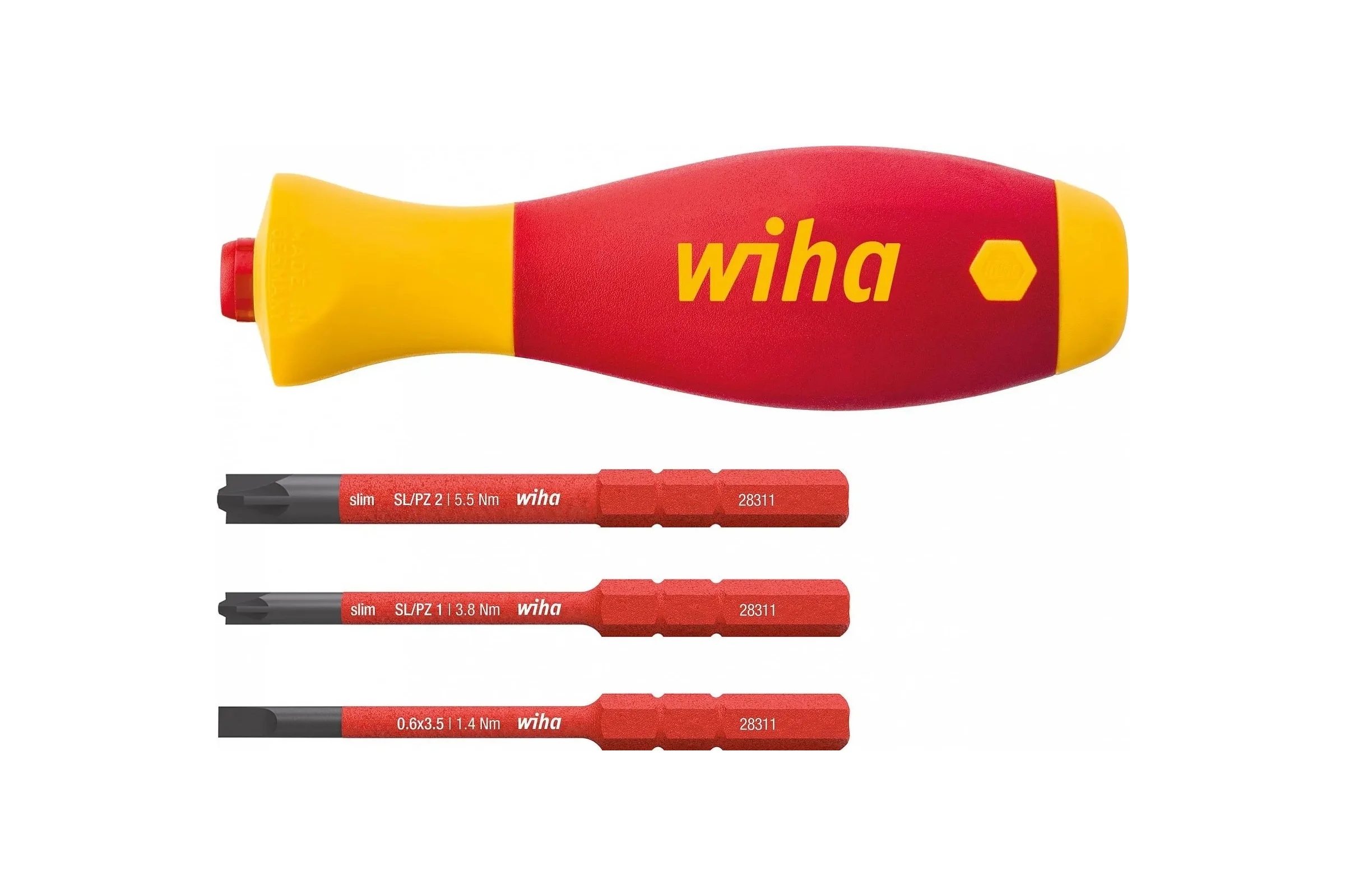 Набор из отвёртки с держателем бит Wiha SoftFinish slimVario electric 4 предмета, wih43449