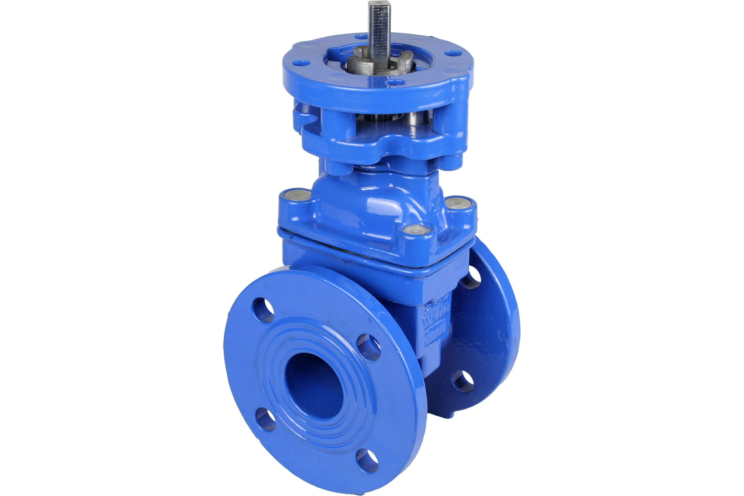 Задвижка клиновая DN.ru 30ч939р GGG50-GGG50-EPDM-BLUE Ду40 Ру10/16 фланцевая, клин обрезиненный, c ISO-фланцем, квадратный шток D040-10573