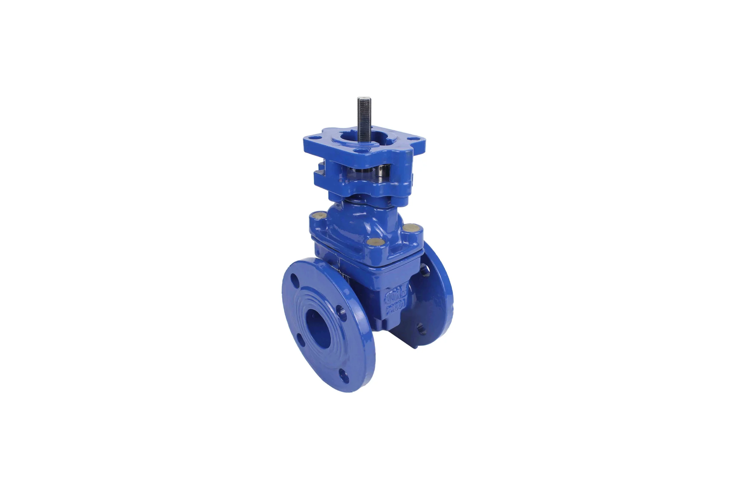 Задвижка клиновая DN.ru 30ч939р GGG50-GGG50-EPDM-BLUE Ду40 Ру10/16 фланцевая, клин обрезиненный, c ОСТ-фланцем, квадратный шток D040-10571