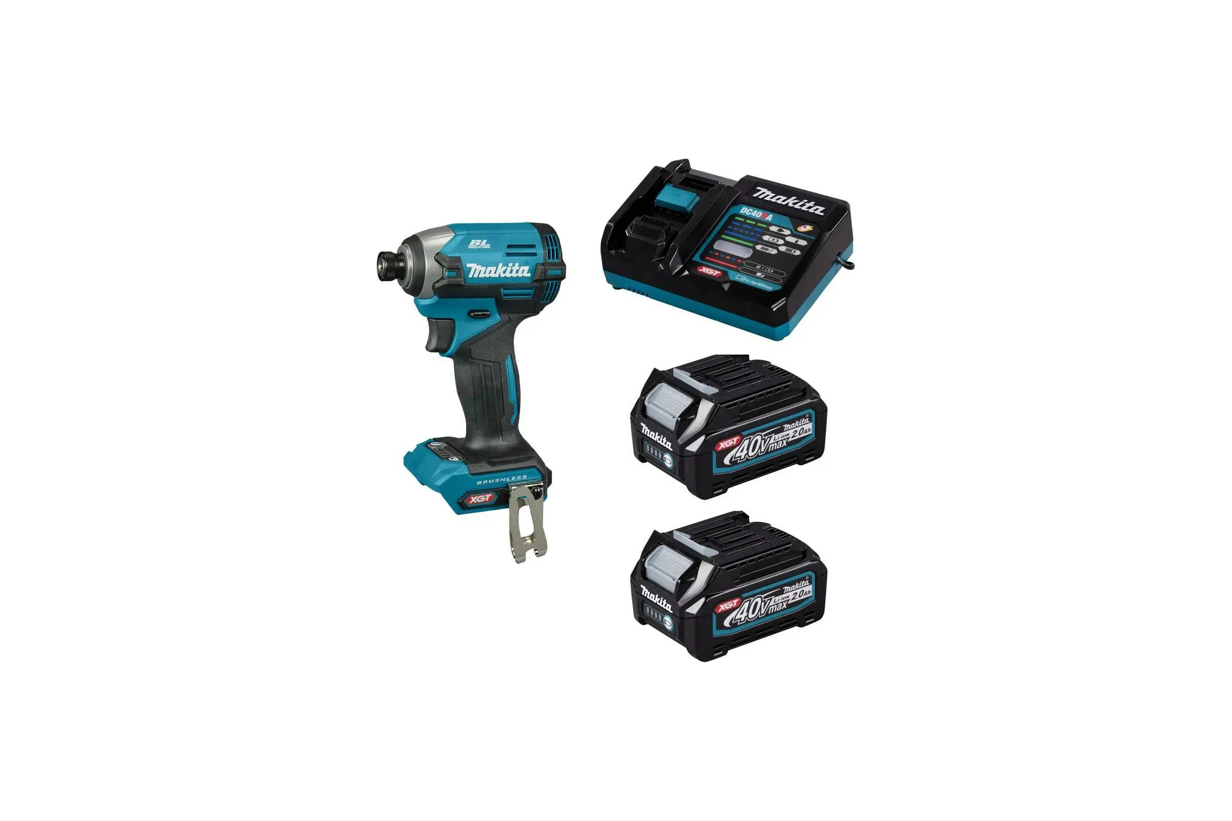 Шуруповерт ударный аккумуляторный Makita XGT BL 40В, XPT, 1/4, 210 Нм, 4+1 Т режим, 2xBL4020 , DC40RC, крепеж на пояс, кейс Makpac 2 TD003GA201