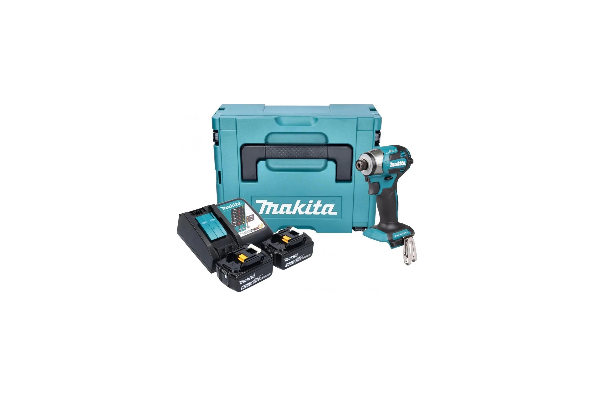 Шуруповерт ударный аккумуляторный Makita LXT18В BL XPT 180Нм Т1/Т2/Дерево/Болт 2х5,0 Ач АКБ, быстрое ЗУ, Makpac 2 DTD173RTJ