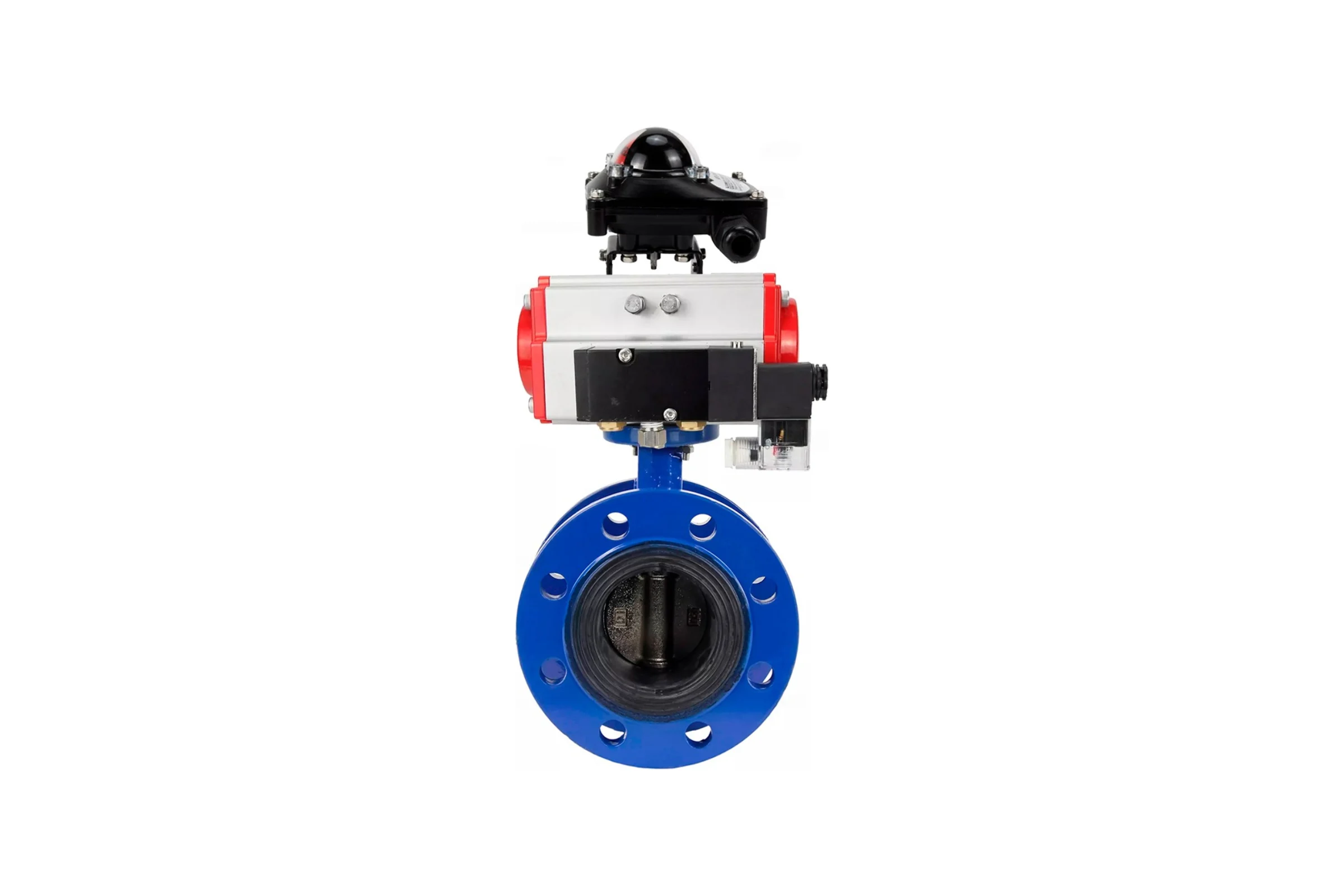 Затвор дисковый DN.ru GGG40-304-EPDM-2W-F-H Ду200 Ру16 пневмопривод SA-210, пневмораспределитель 24VDC, БКВ LSB-210 D050-56144