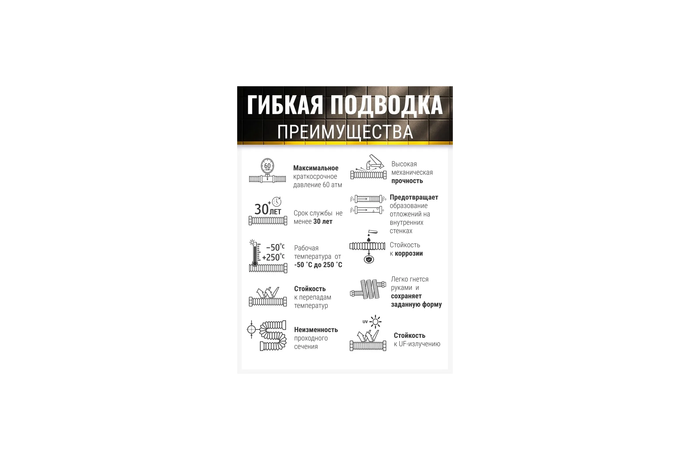 Подводка гибкая универсальная STACORT из нержавеющей стали SS304, NT-3/4''- 700 Г-Г (хром, гайка-гайка, 700 мм) NT-3/4-700-GG(H)