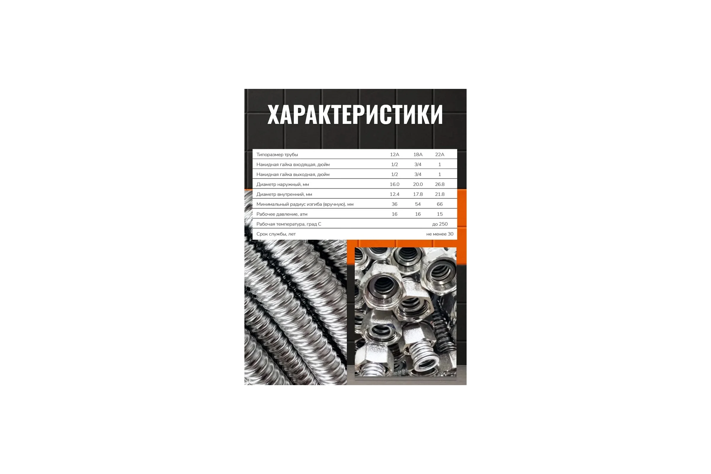 Подводка гибкая универсальная STACORT из нержавеющей стали SS304, NT-3/4''- 300 Г-Г (никель, гайка-гайка, 300 мм) NT-3/4-300-GG(N)