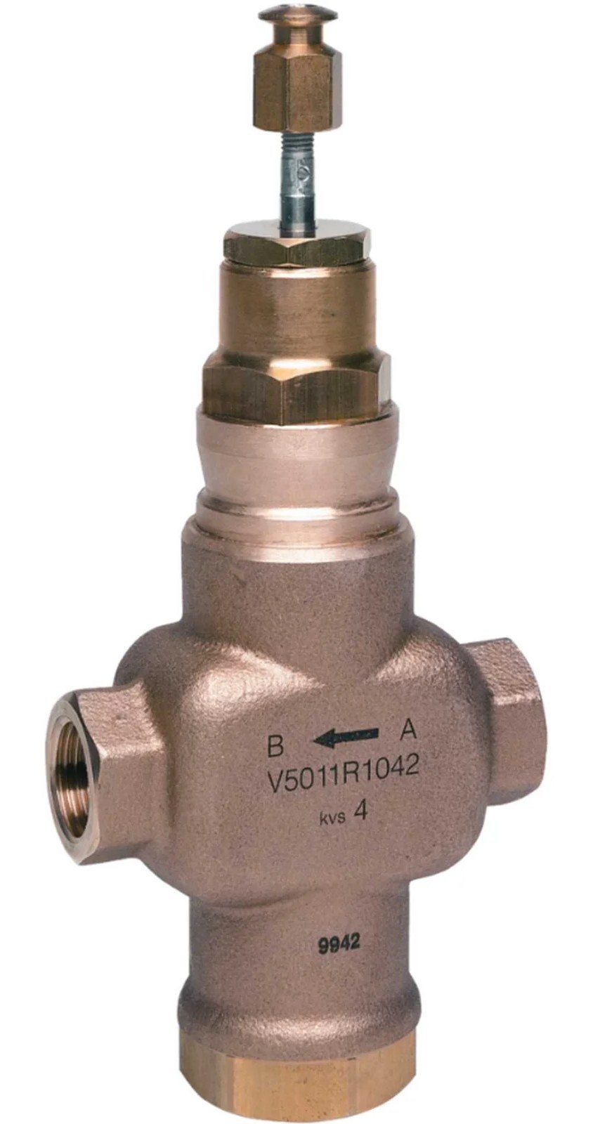 2-х ходовой регулирующий линейный муфтовый клапан Honeywell DN40 PN16 Kvs 25 20мм V5011R1083