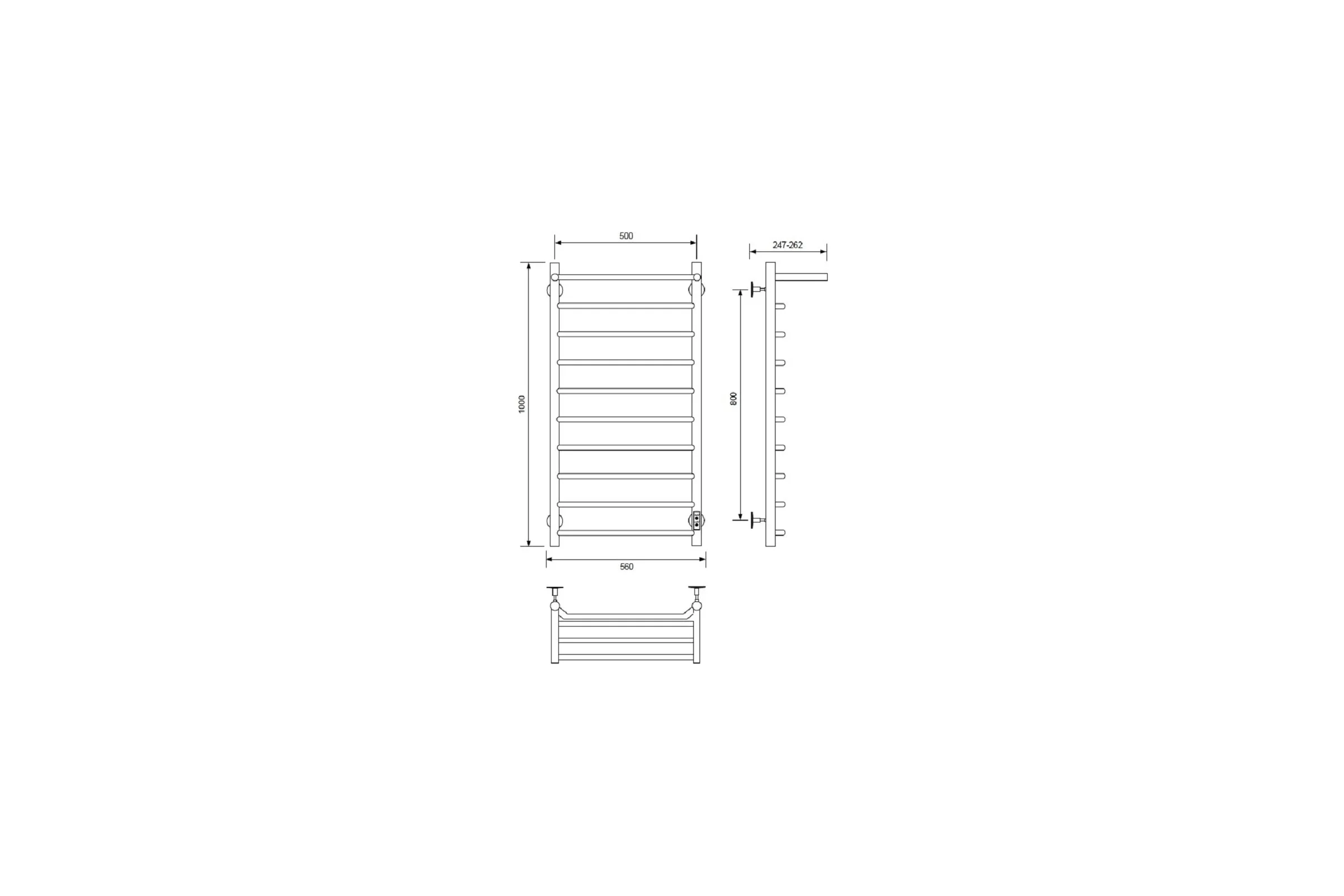 Полотенцесушитель электрический Comfysan с/т Scola EC-10, 100x50 см, с полкой, хром 016746