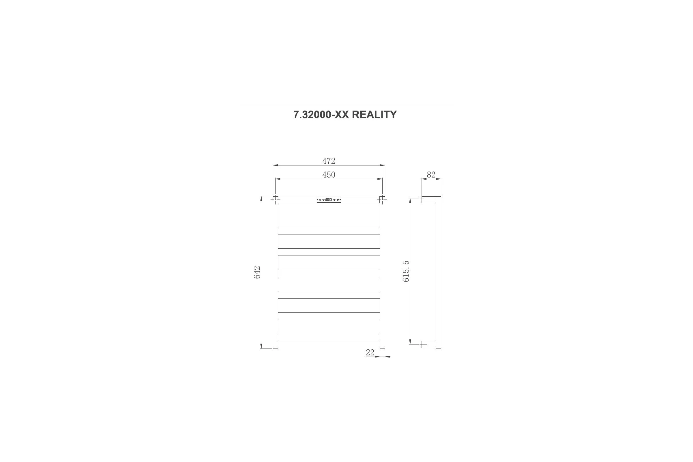 Полотенцесушитель электрический ALLEN BRAU 7.32000-BN REALITY нерж.сталь 304, пульт, 642х472мм, браш.никель (355016) 00355016