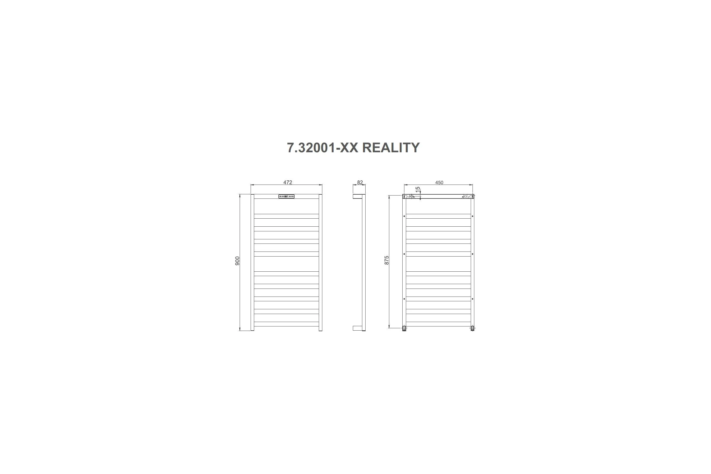 Полотенцесушитель электрический ALLEN BRAU 7.32001-31 REALITY нерж.сталь 304, пульт, 900х472мм, черн.мат (355021) 00355021