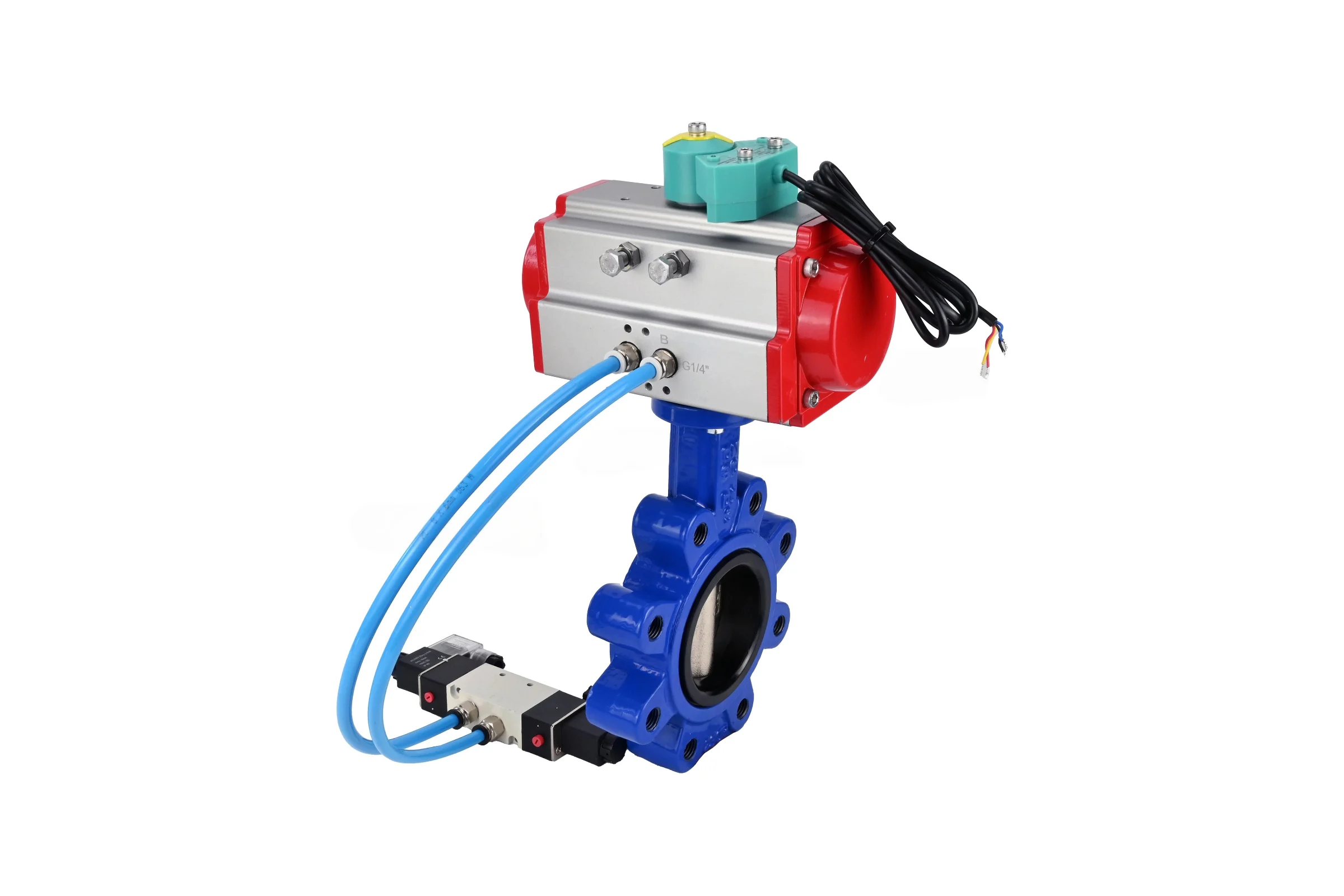 Затвор дисковый DN.ru QT450-QT450-NBR-2W-Fb-H Ду50 Ру16, пневмопривод SA-083, пневмораспр. (2EM) 220VAC, МППП-200 D050-89532