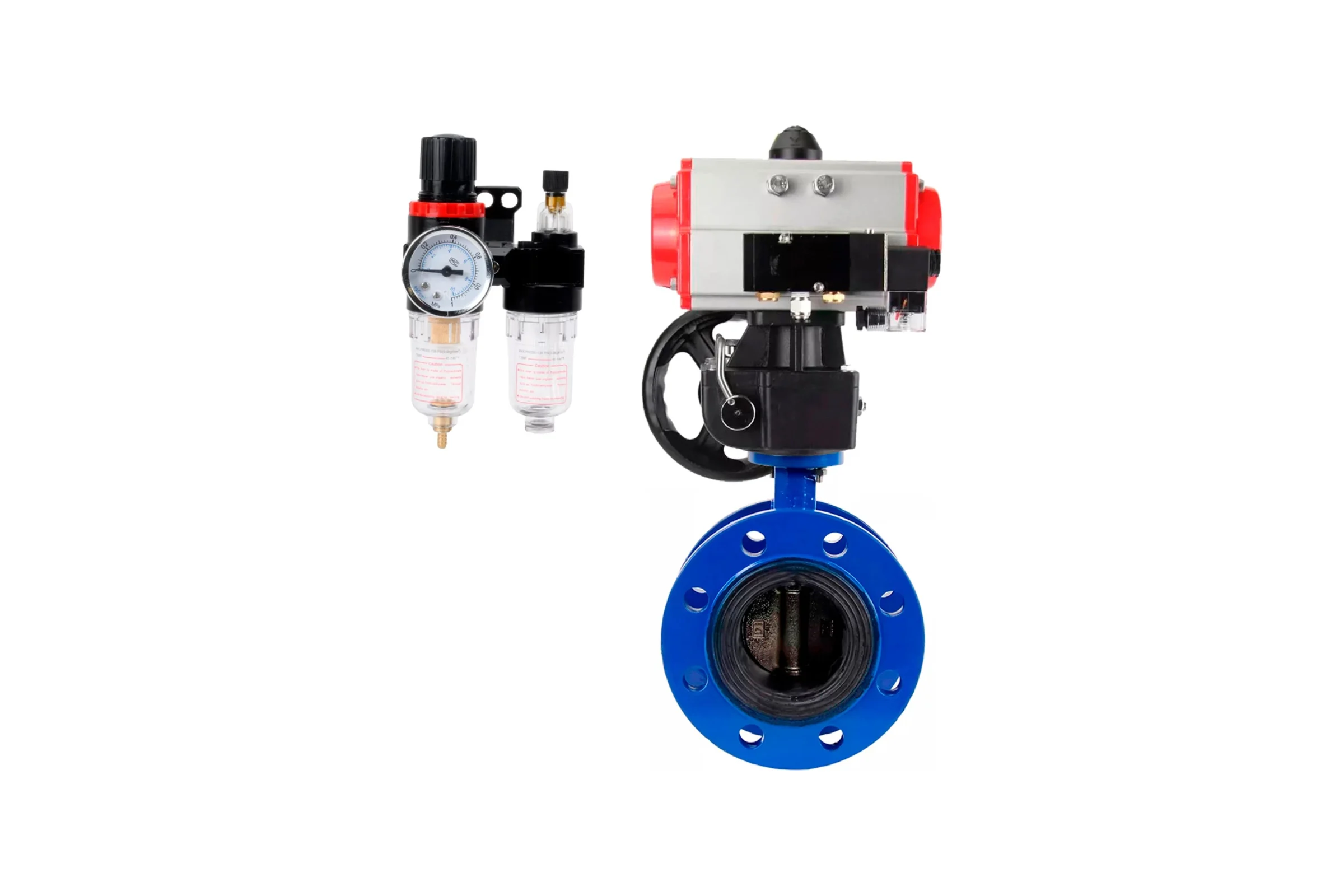 Затвор дисковый DN.ru GGG40-304-EPDM-2W-F-H Ду200 Ру16, пневмопривод DA-140, пневмораспределитель 220VAC, ручным дублером HDM-4, БПВ D050-56699