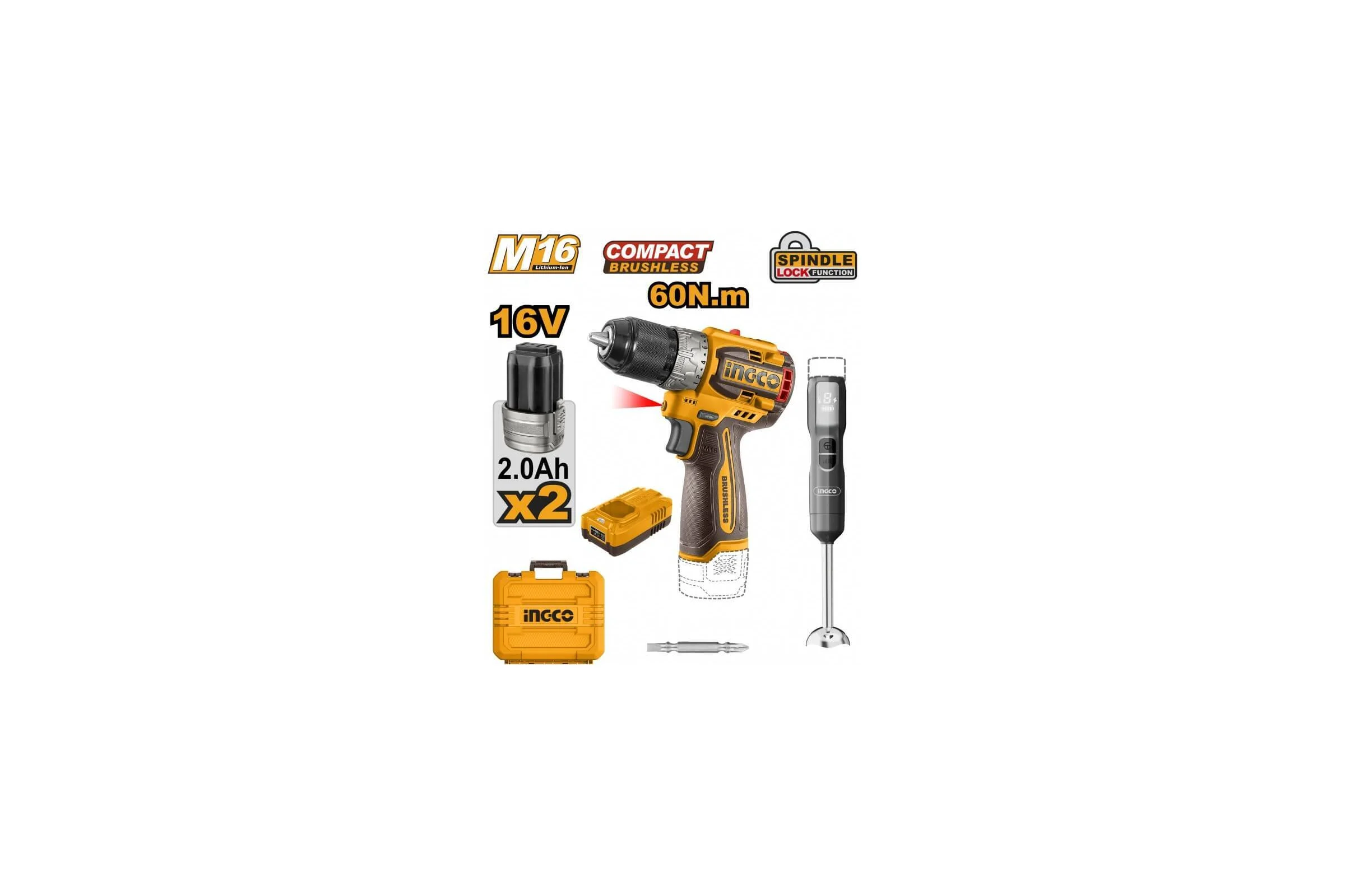 Комбо набор аккумуляторный INGCO 16В 2 шт (4) INDUSTRIAL ПП 353 CKLI1628