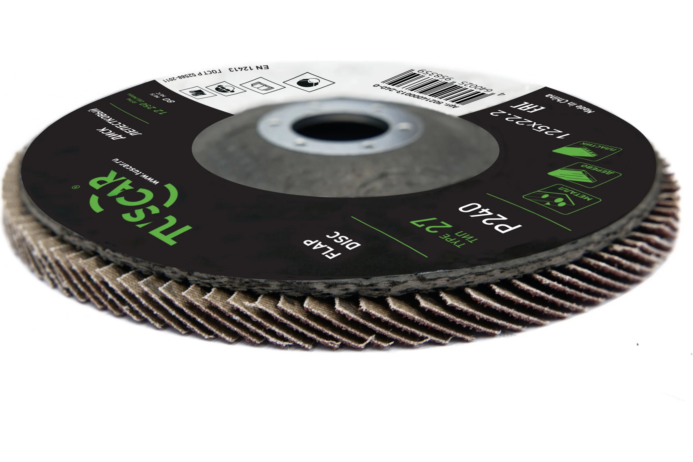 Диск лепестковый торцевой TUSCAR 125х22.2-T27, P240, универсальный (10 штук) 50214000013-240-0