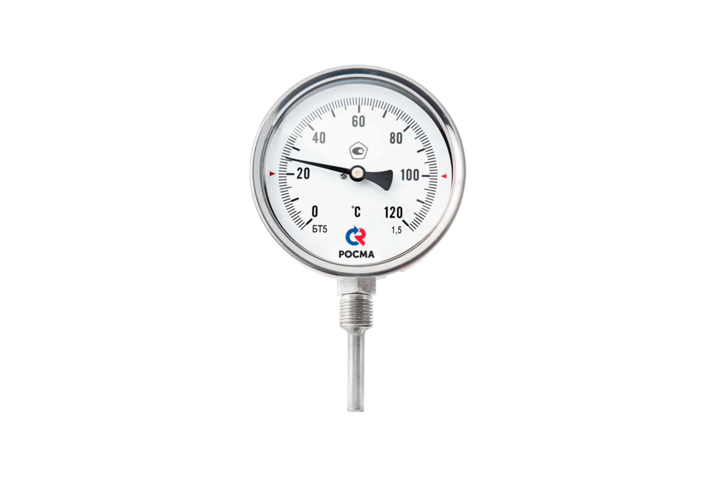 Термометр РОСМА БТ-52.220 радиальный (0-60C) 1.5, L=64, коррозионностойкий, биметаллический D070-02960