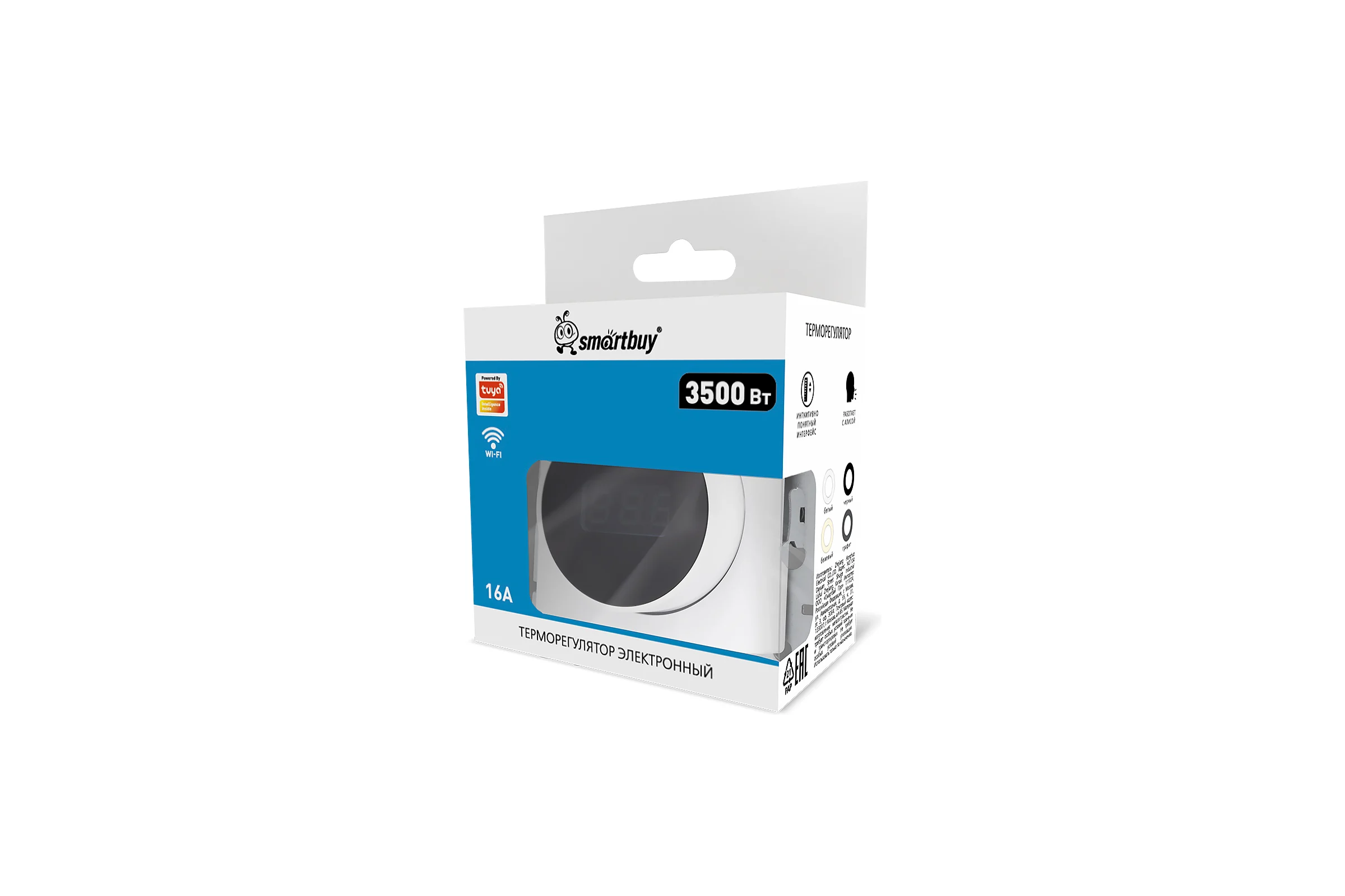 Терморегулятор электронный Smartbuy с Wi-Fi, 3500Вт, белый () SBE-06w-16-TE