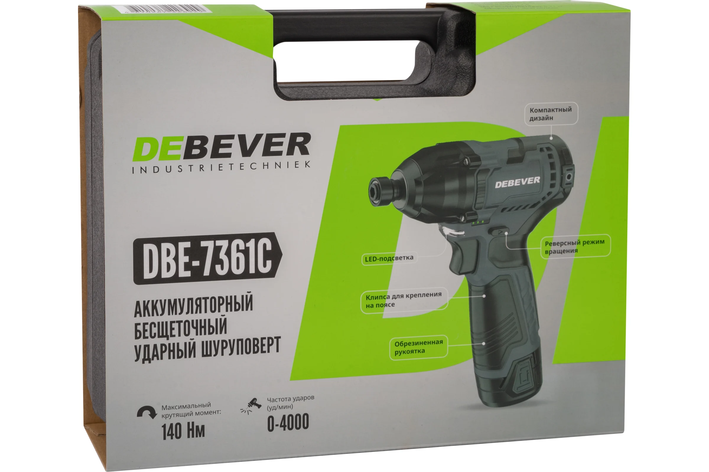Шуруповерт аккумуляторный Debever бесщеточный, шестигранник, 140Nm, 12В, (без АКБ и з/у) DBE-7361C
