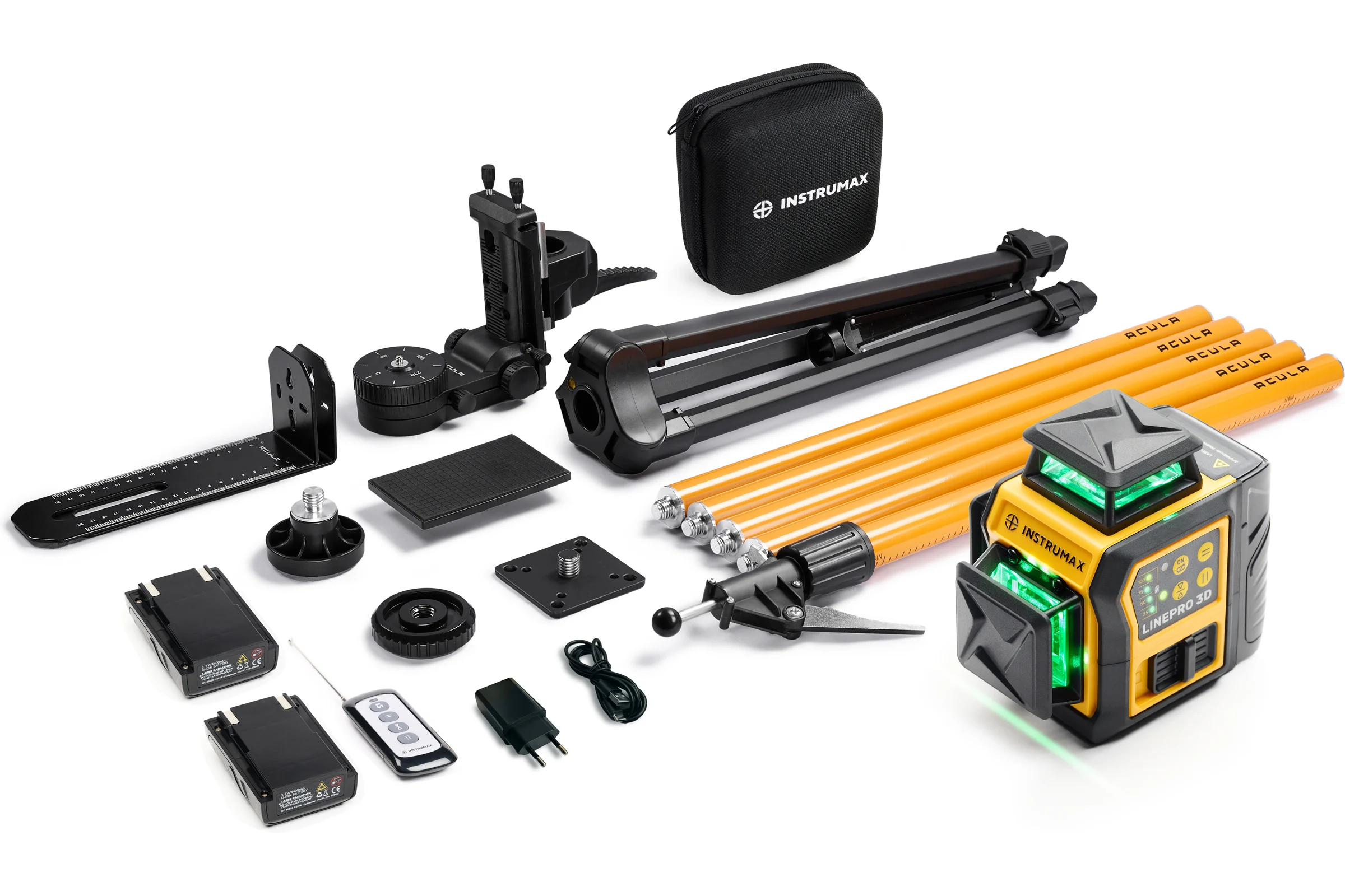 Комплект профессионального лазерного уровня INSTRUMAX LINEPRO 3D BAZA Set+многофункциональная штатив-штанга ACULA STAND 3800 MAXIMUM SET (2АКБ) IM0208_К2