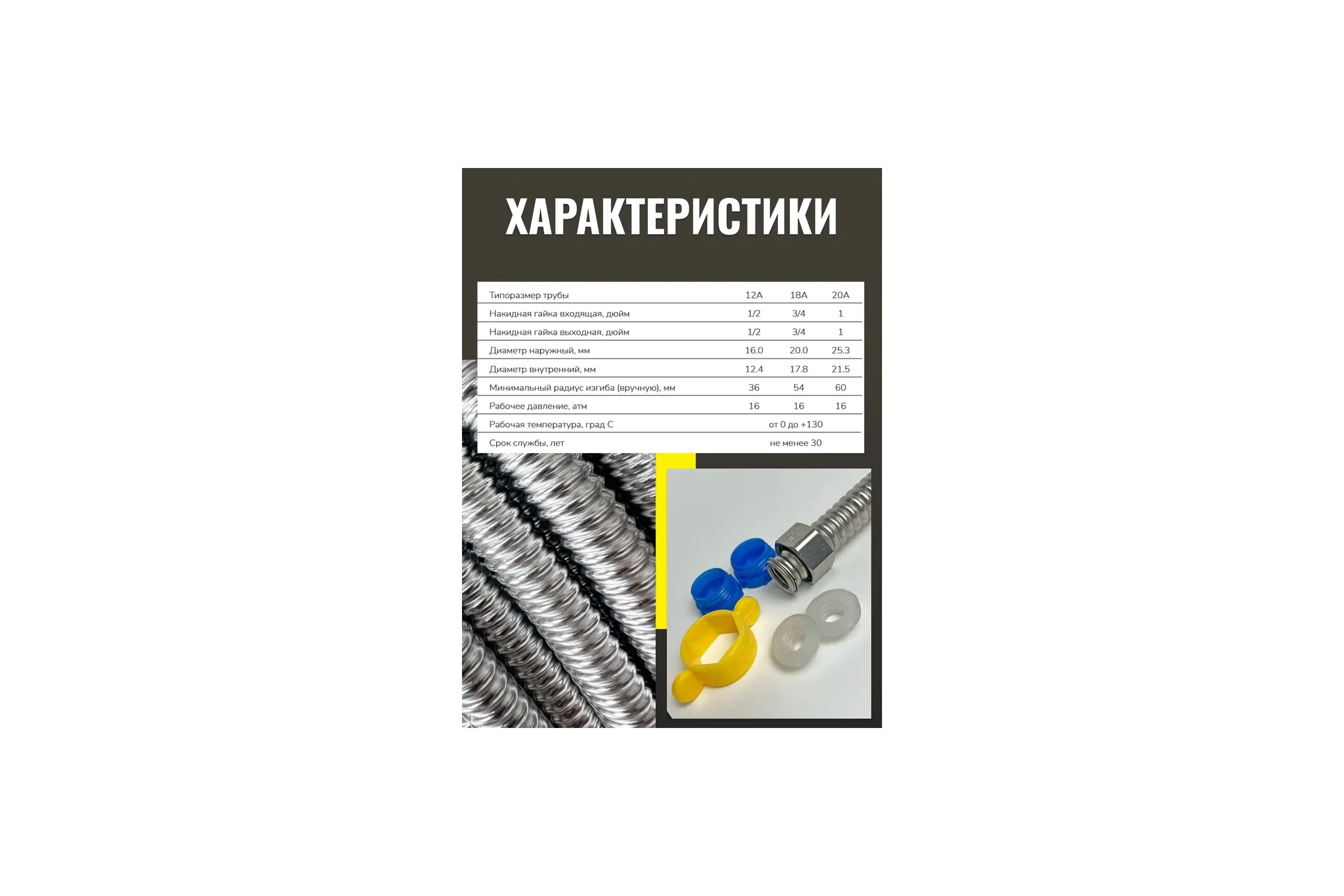 Подводка гибкая универсальная STACORT NTS-1/2- 400мм Г-Г SUS304, шт NTS-1/2-400-GG