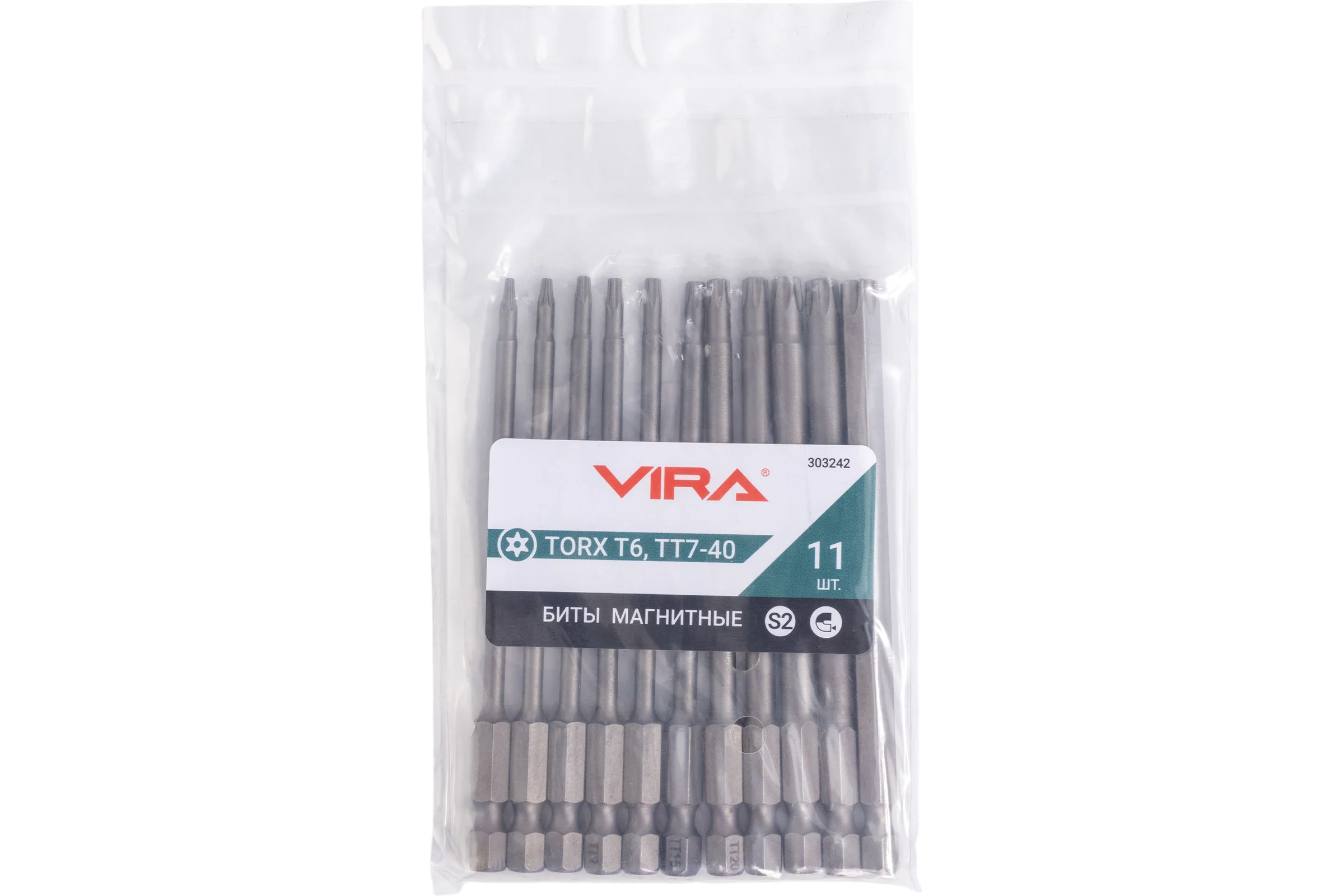Набор бит VIRA для шуруповерта магнитные TORX 100 мм 11 шт 303242