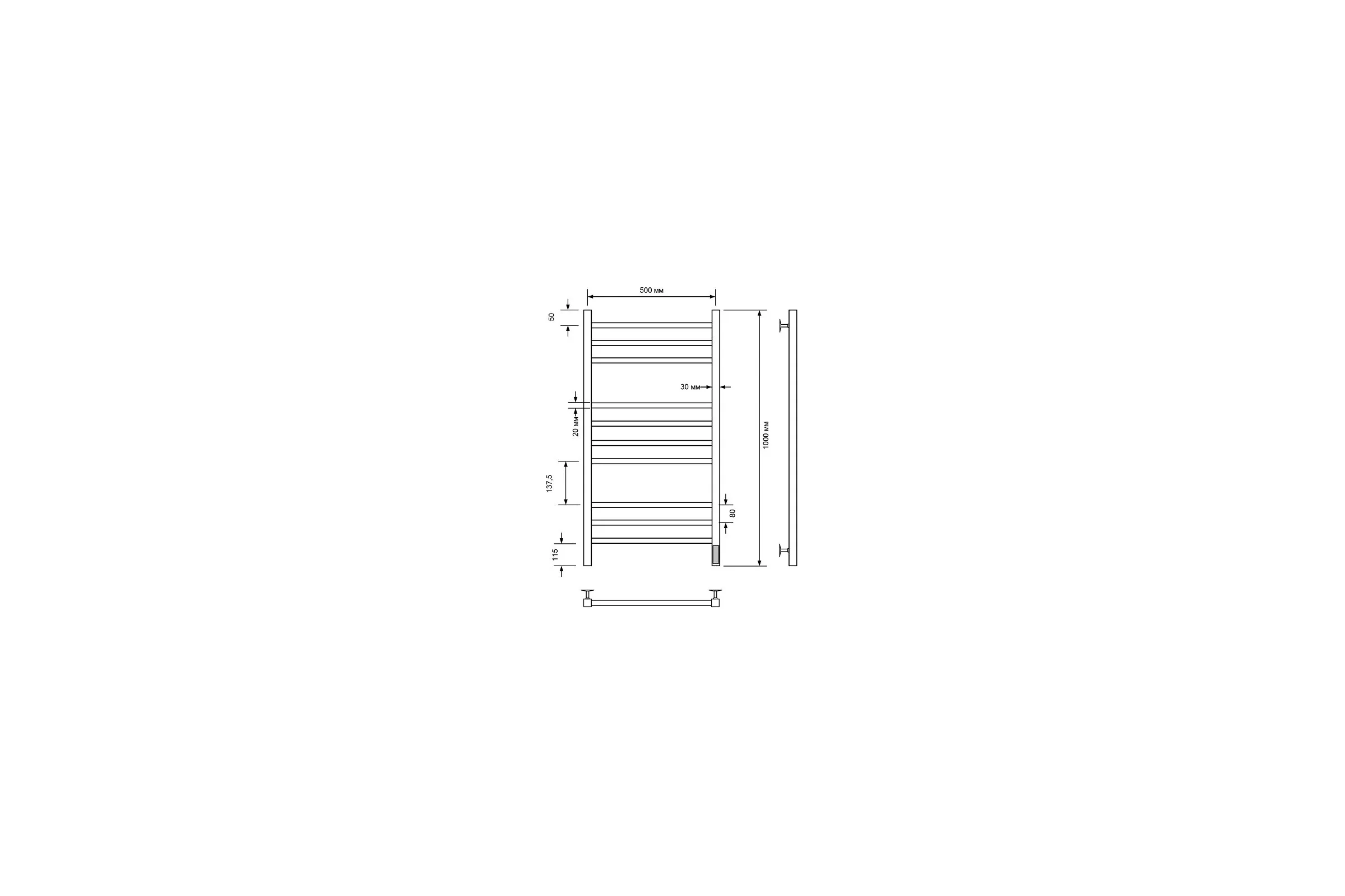 Полотенцесушитель электрический Comfysan Pioli-K EC-10 100/50, MAT GOLD RAL 018689