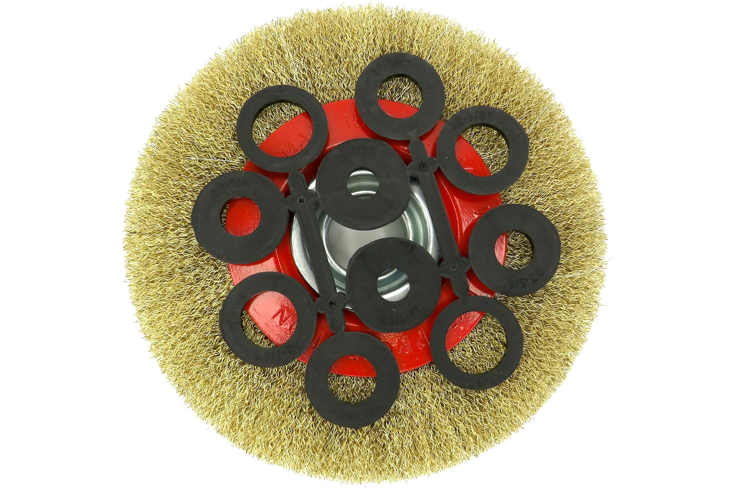 Щетка дисковая EuroBrush Д200х25х32+адаптеры, ворс гофр латунир-я сталь 0,30, до 4500 об/мин (код 13-125) EB-LBS5