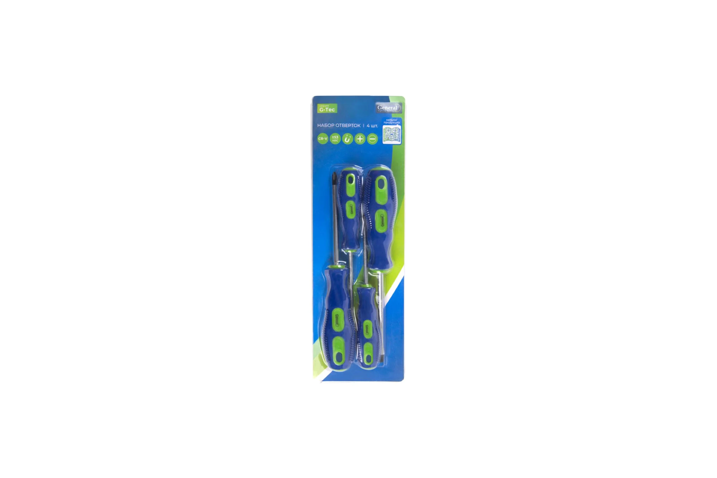 Набор отверток General Lighting Systems 4 штуки, 2хSL + 2хPH, CR-V, G-Tec, блистер 901206