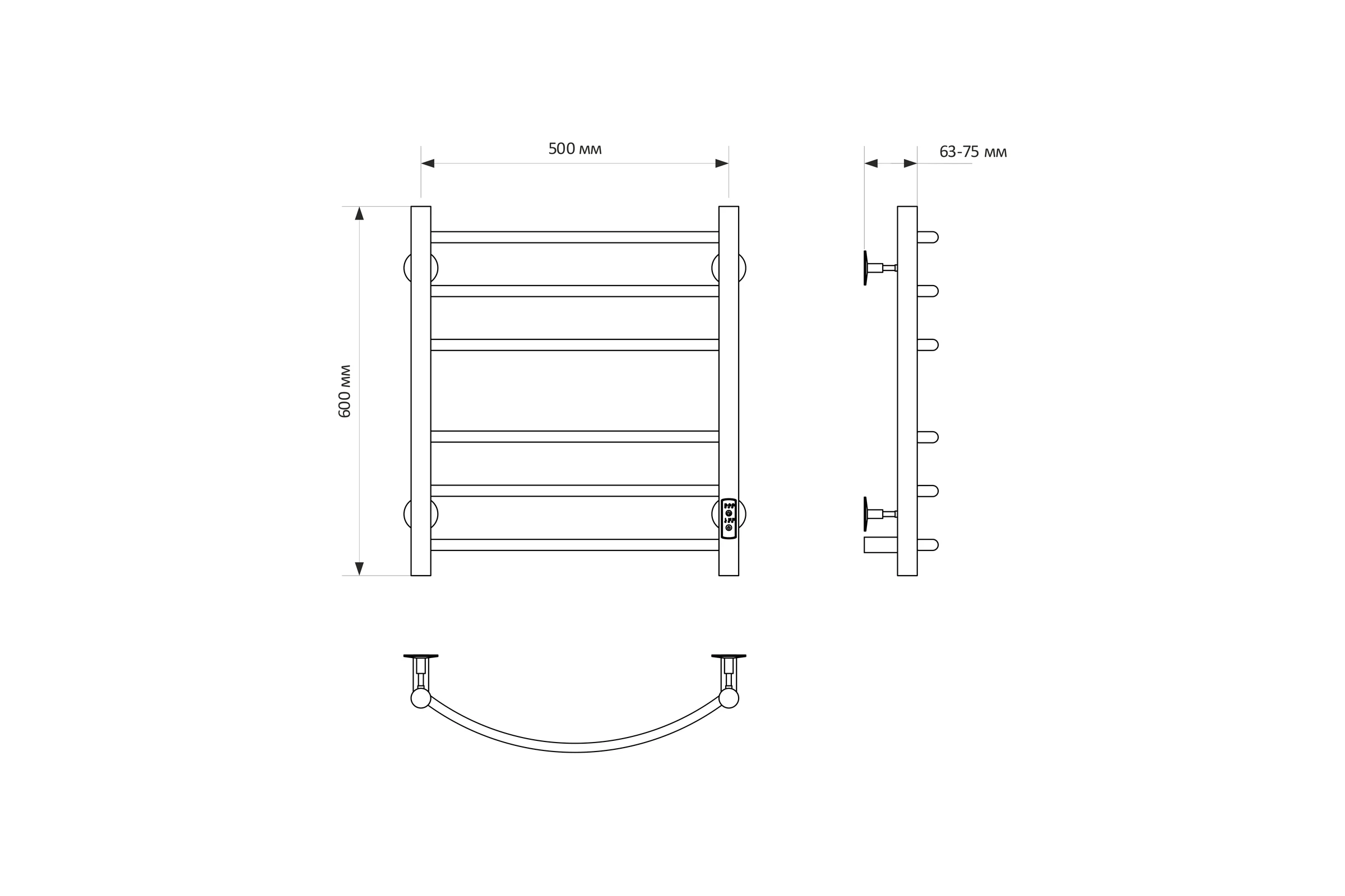 Полотенцесушитель MIXLINE CAPELLA 60×50 таймер, 253 Вт, 6 перекладин электрический ХРОМ 558380