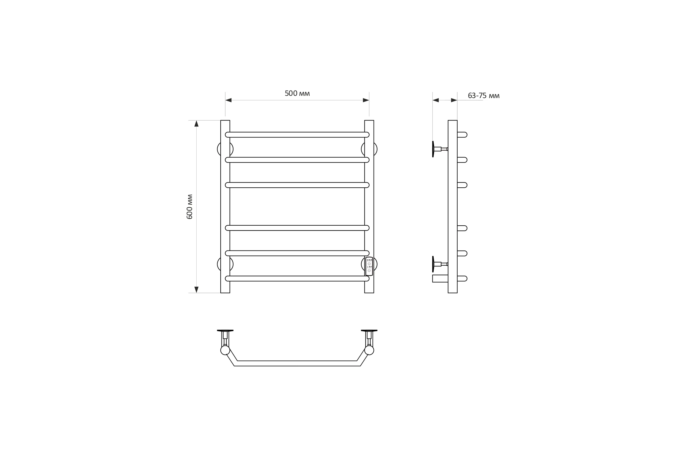 Полотенцесушитель MIXLINE MIRA 60×50 таймер, 253 Вт, 6 перекладин электрический ХРОМ 558385