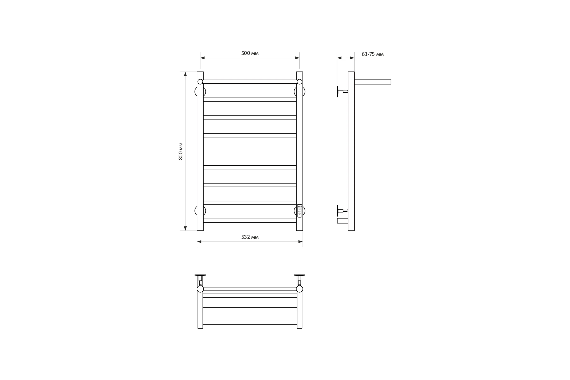 Полотенцесушитель MIXLINE VEGA 80×50 таймер, 382 Вт, 7 перекладин + ПОЛКА электрический ХРОМ 558393