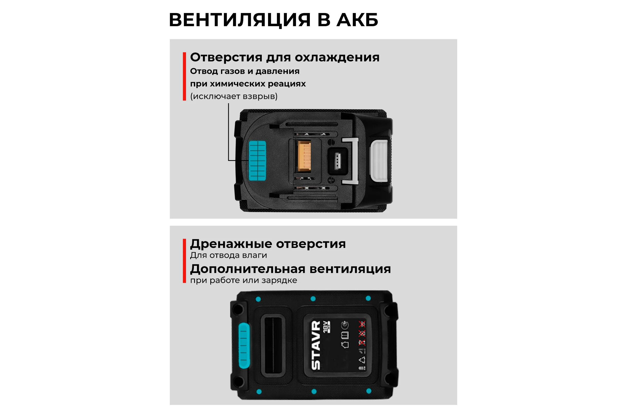 Аккумулятор Ставр (18 В, 8.0 Ач, Li-ion, USB) SB 18-8-USB, 9090218021