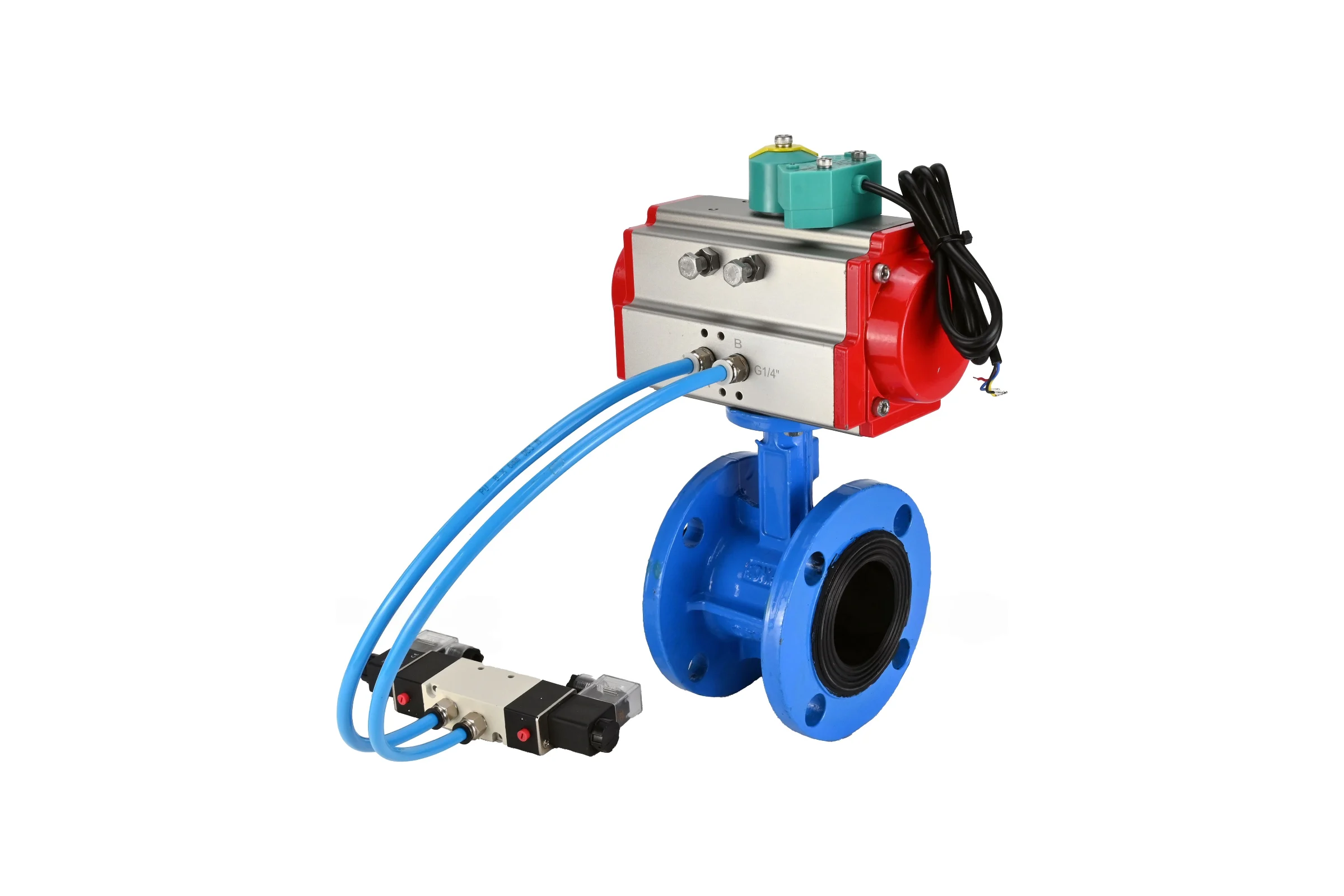 Затвор дисковый DN.ru GGG40-304-EPDM-2W-F-H Ду50 Ру16, пневмопривод DA-105, пневмораспределитель 220VAC, переключатель МППП-200 D050-85913