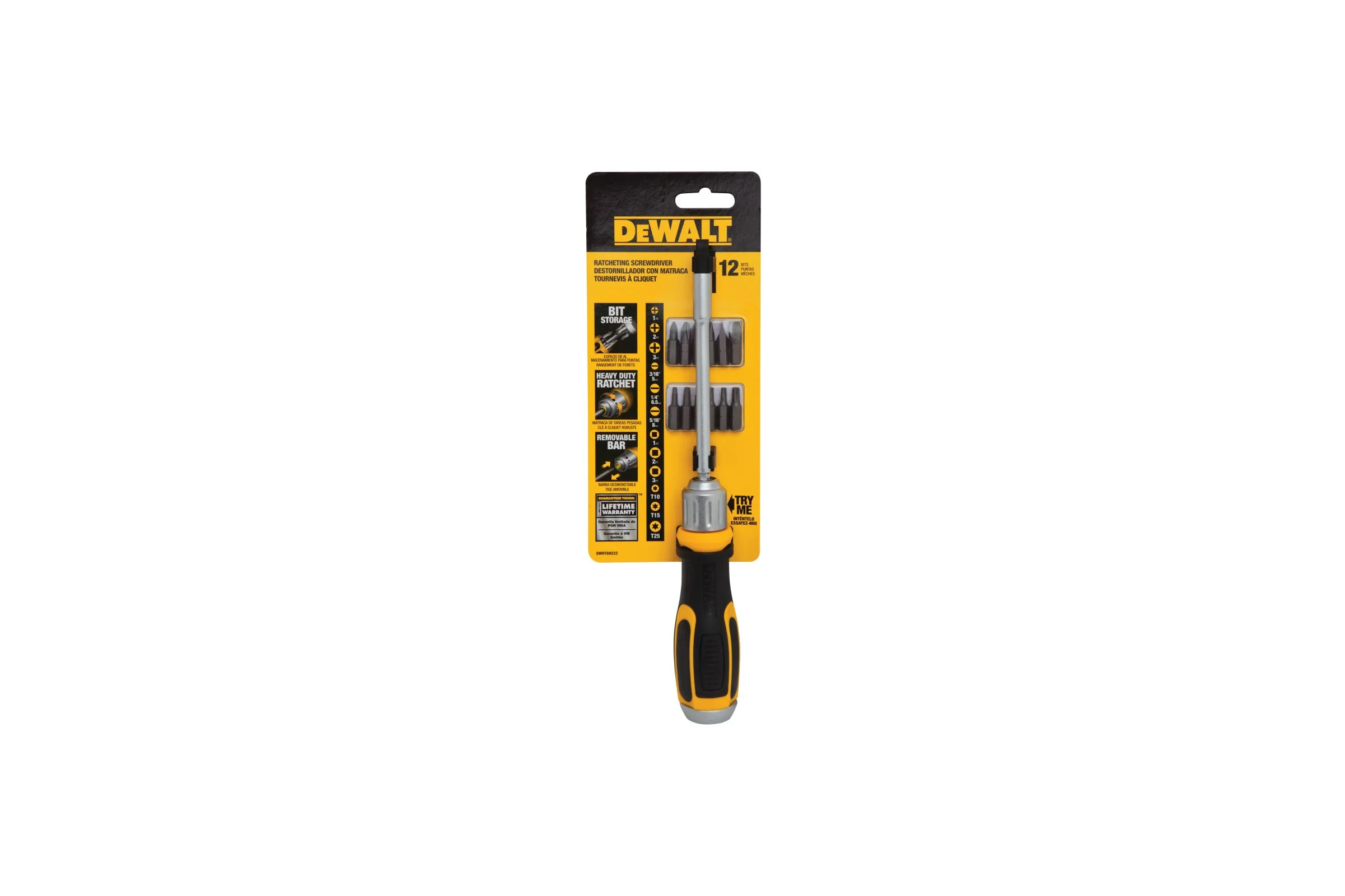 Отвертка Dewalt, с трещоткой, со сменными битами, 12 бит DWHT69233