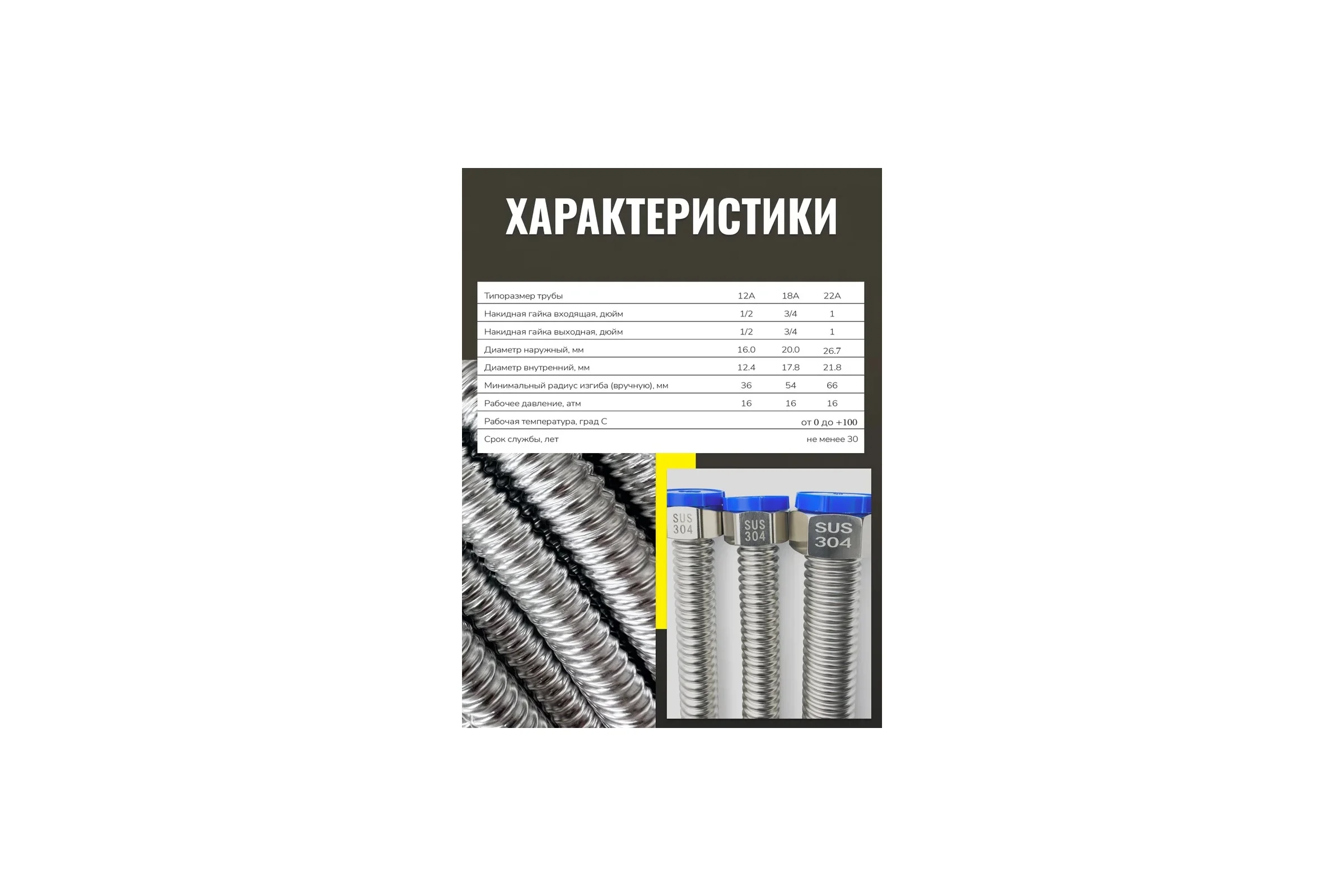 Подводка гибкая универсальная STACORT NTS-1- 400мм Г-Г SUS304, шт NTS-1-400-GG