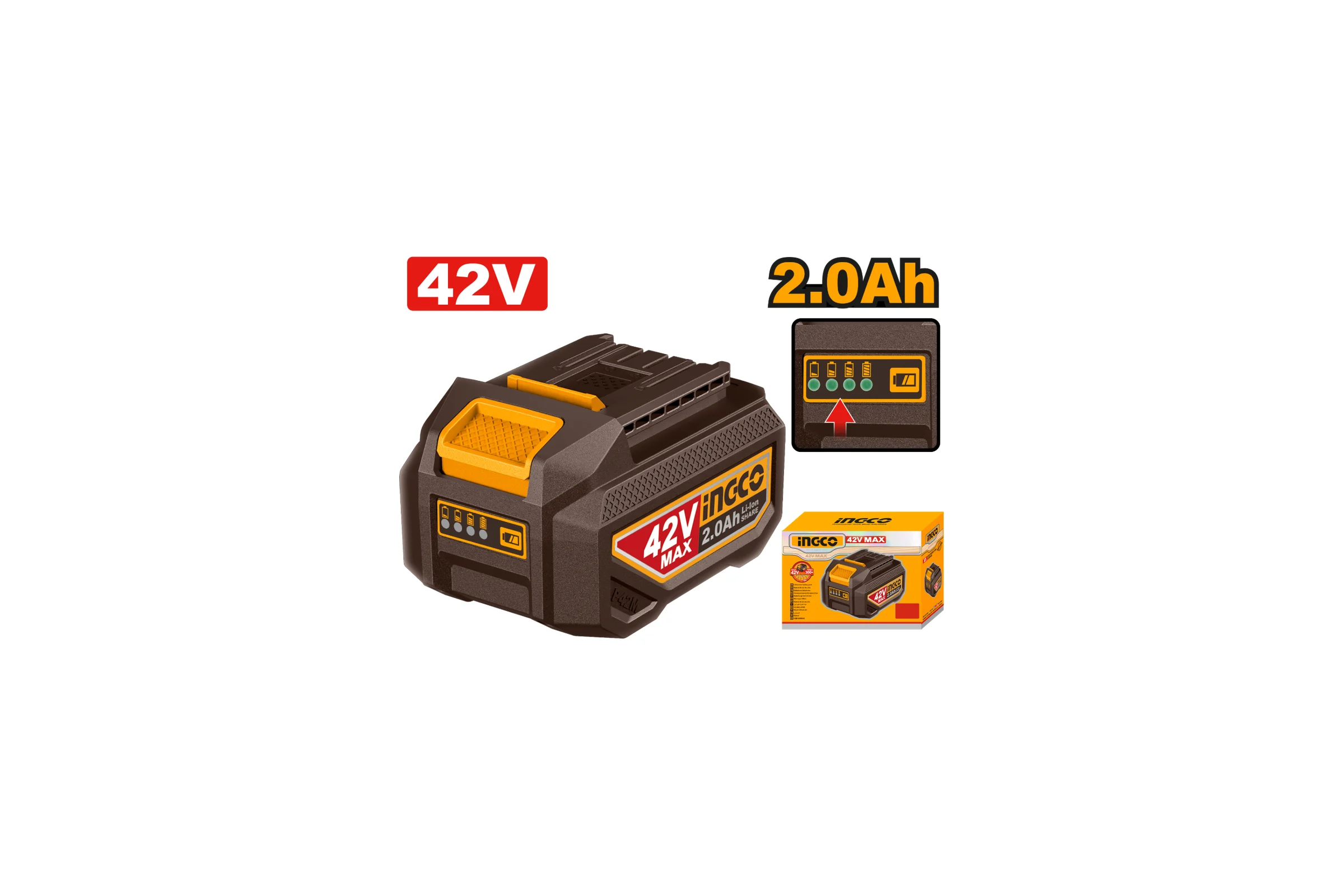 Аккумуляторная батарея INGCO 42В 2 Ач INDUSTRIAL FBLI42201