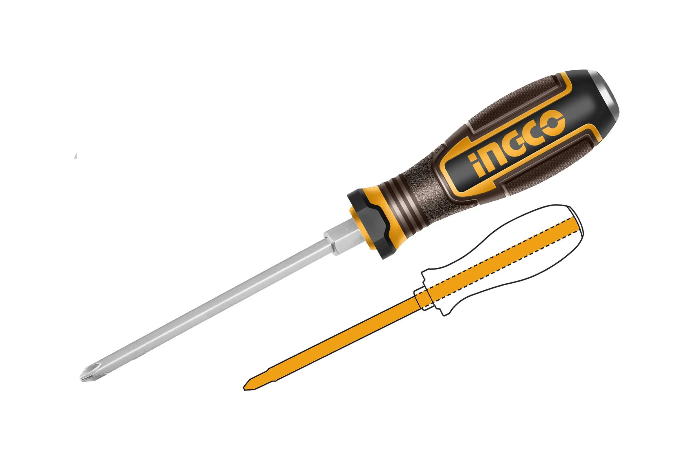 Отвертка ударная крестовая INDUSTRIAL INGCO PH3x200 (12/72) HGTPH3200