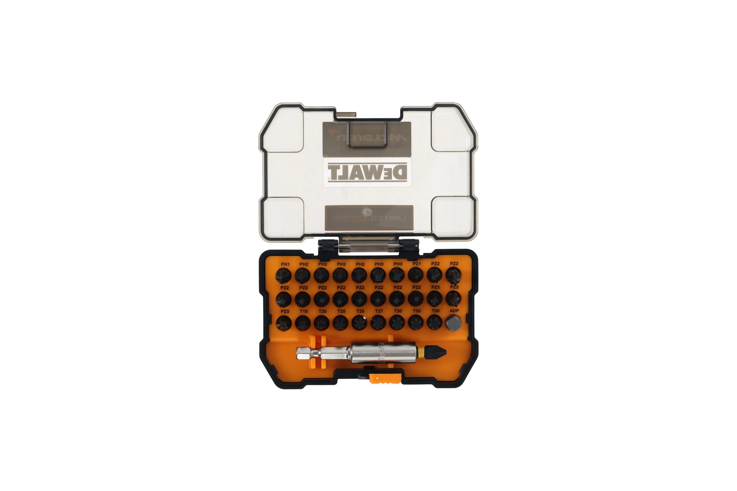 Набор бит DEWALT McLaren Limited Edition DT70901T, PH/PZ/Torx, 25 мм, 32 шт, в кейсе DT70901T-QZ