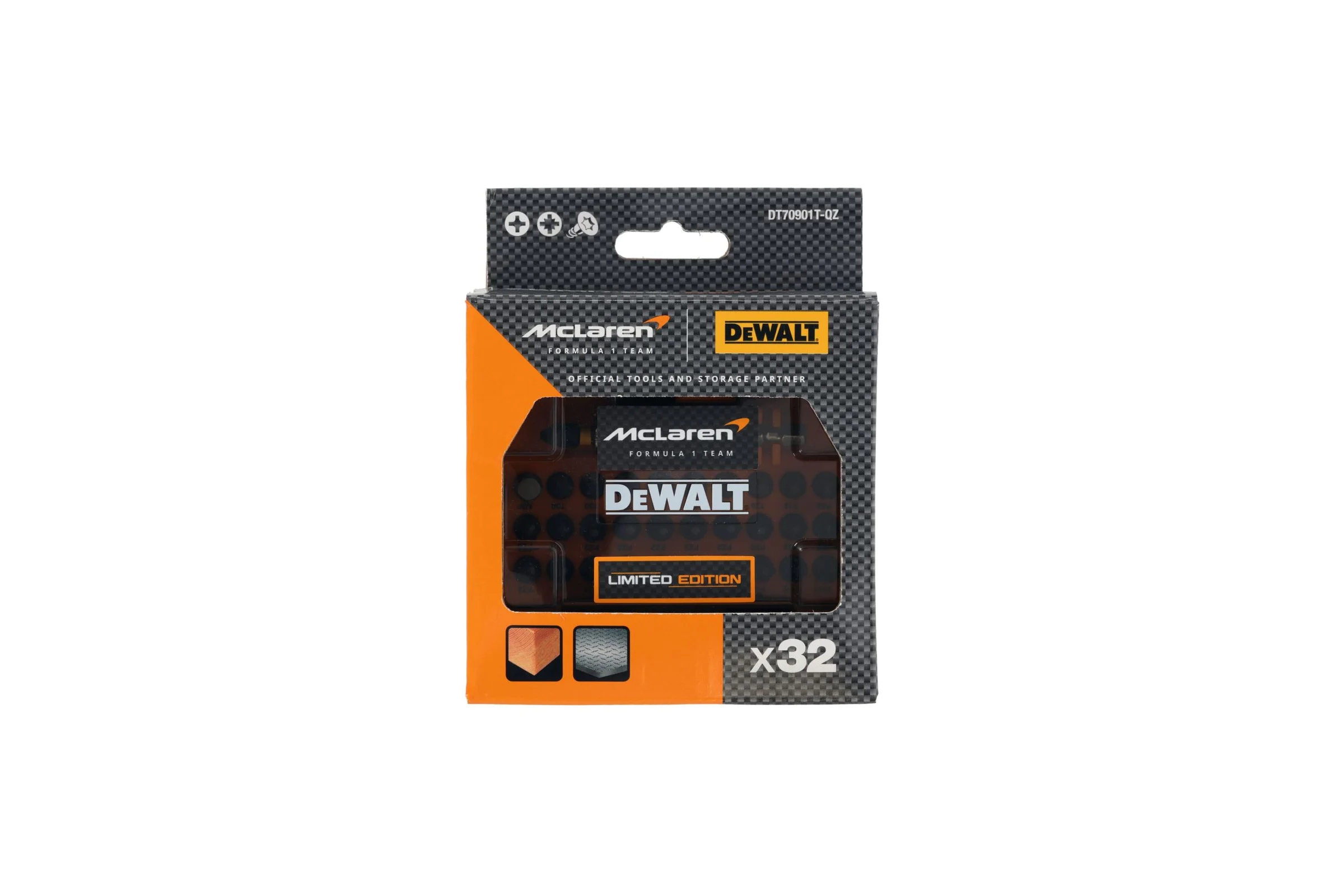 Набор бит DEWALT McLaren Limited Edition DT70901T, PH/PZ/Torx, 25 мм, 32 шт, в кейсе DT70901T-QZ
