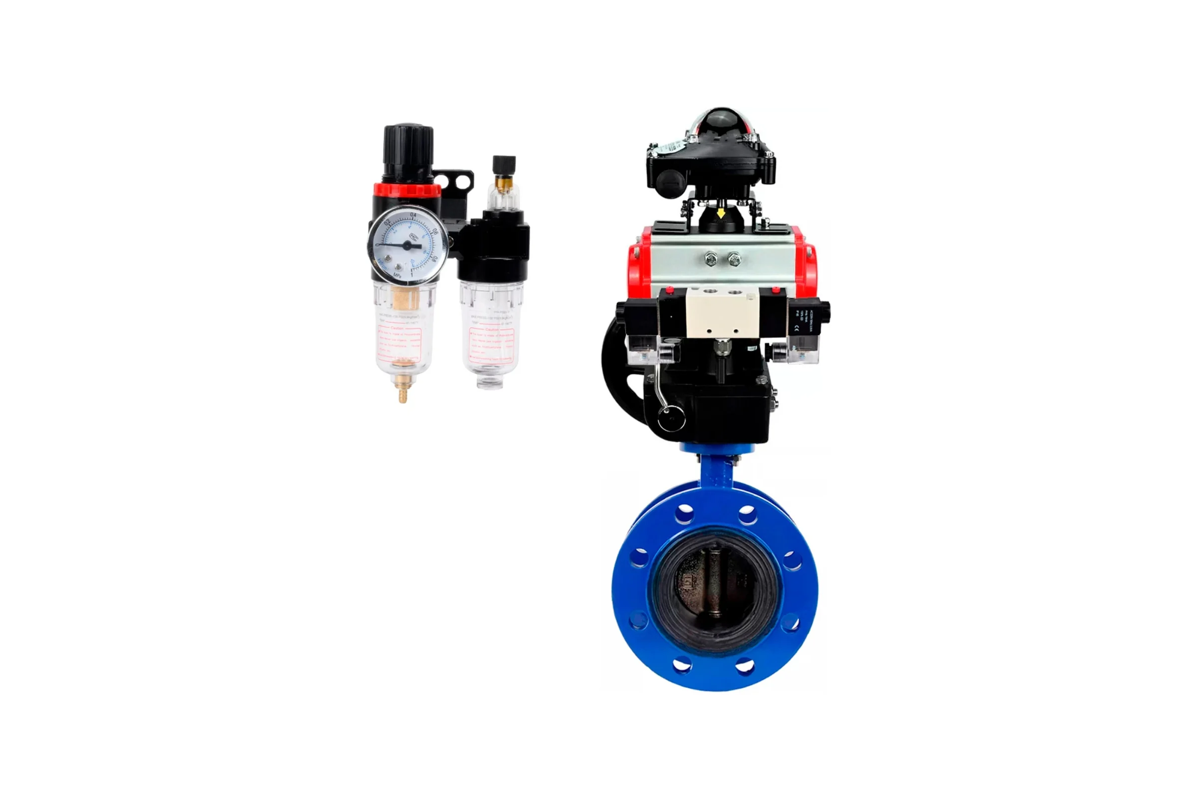 Затвор дисковый DN.ru GGG40-304-EPDM-2W-F-H Ду200 Ру16 пневмопривод DA-140, пневмораспределитель (2EM) 220VAC, БКВ LSB-210, дублером HDM-4, БПВ D050-56748