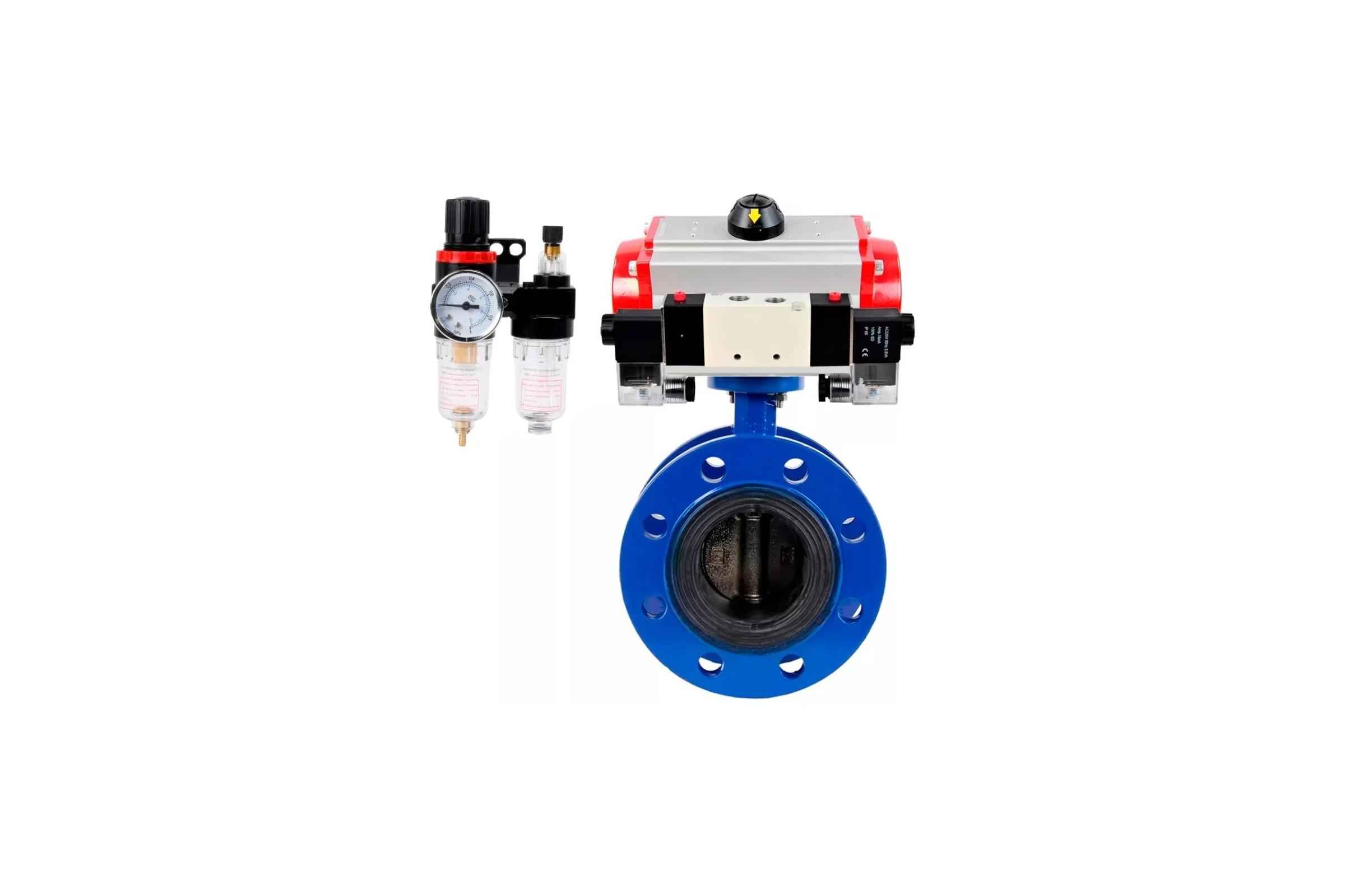 Затвор дисковый DN.ru GGG40-304-EPDM-2W-F-H Ду200 Ру16 пневмопривод DA-140, пневмораспределитель (2EM) 220VAC, БКВ LSB-210, дублером HDM-4, БПВ D050-56748