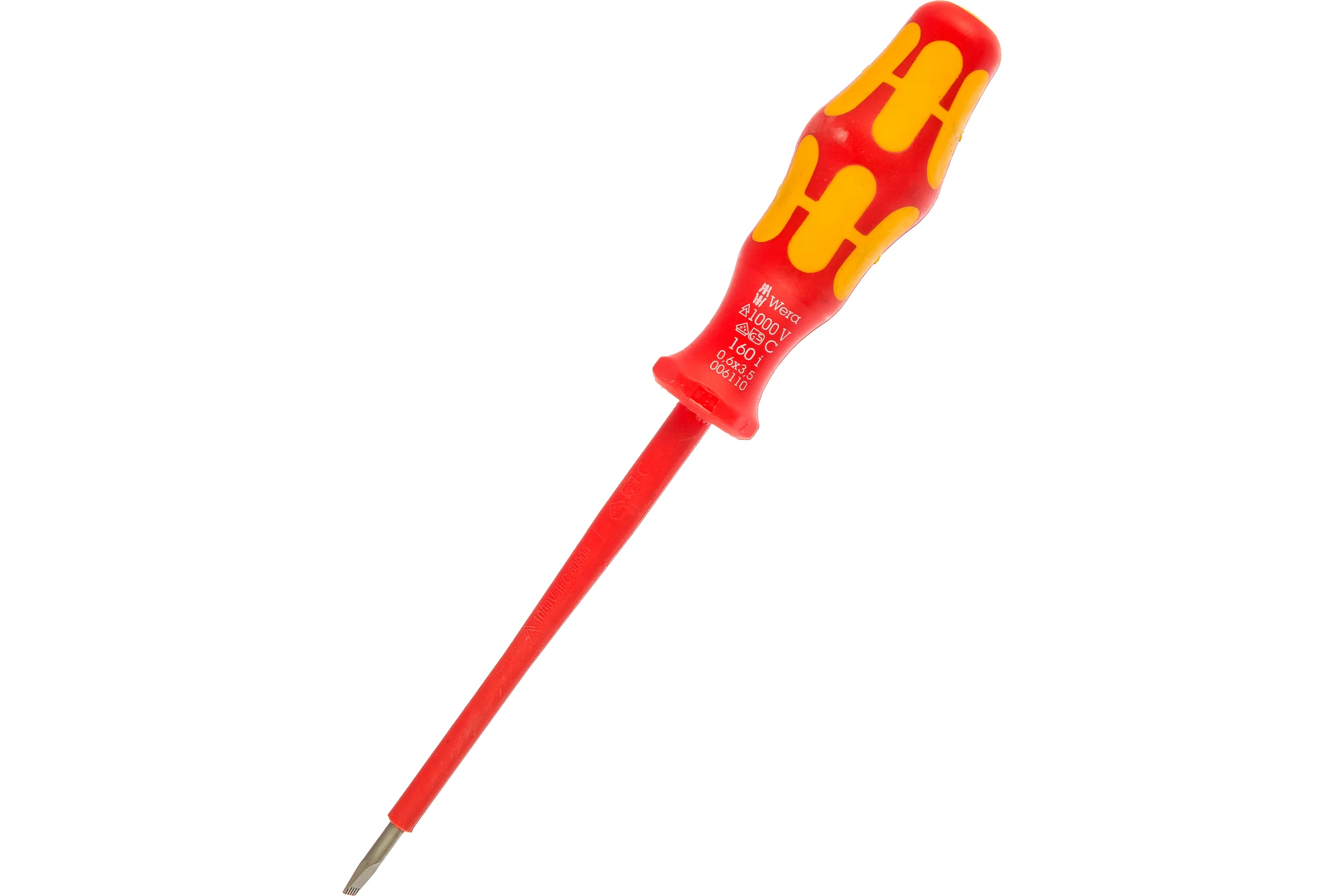 Отвёртка диэлектрическая Wera, VDE, SL 0.6х3.5х100 мм, WE-006110
