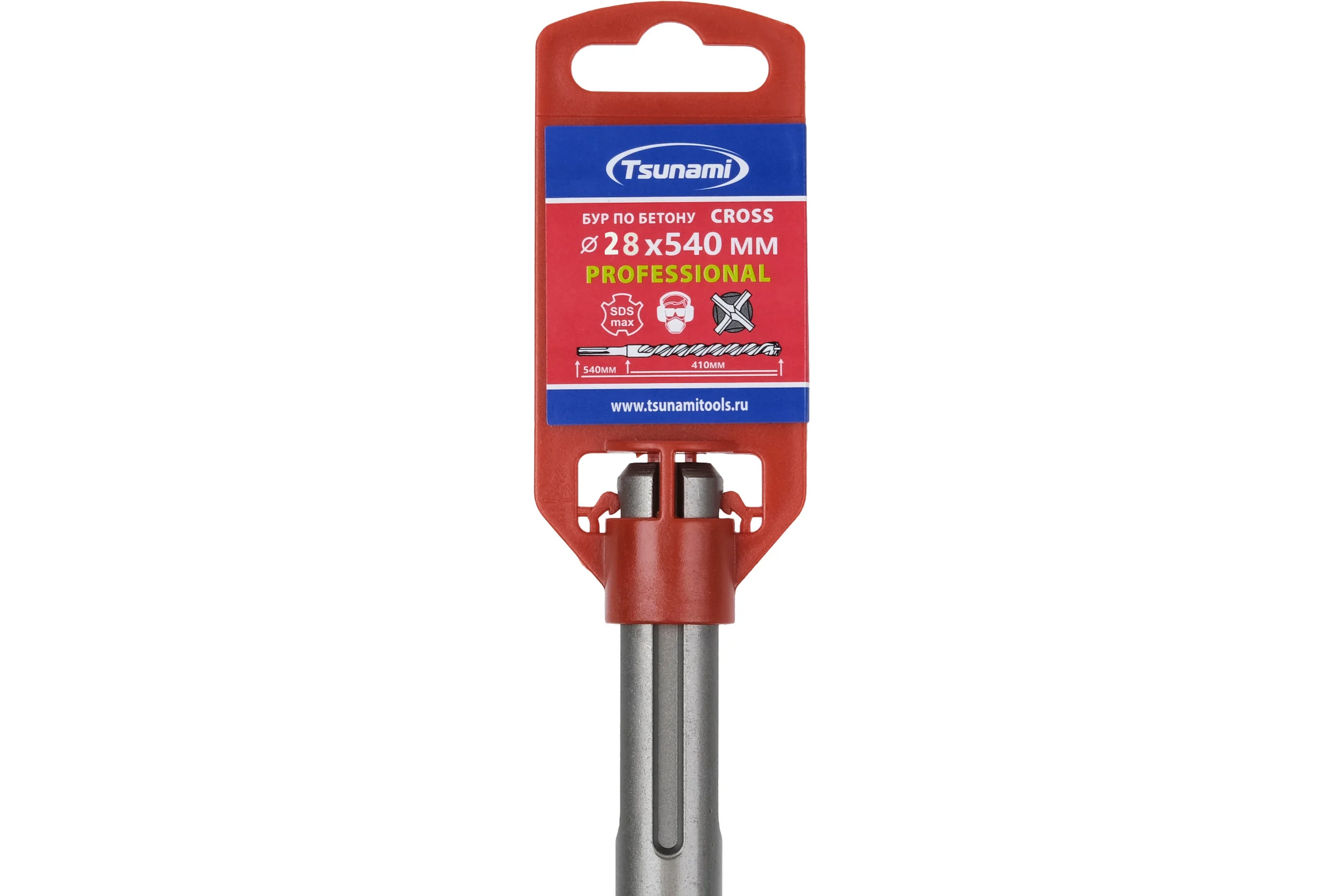 Бур по бетону Tsunami 28х540/400 Cross SDS-MAX PROFESSIONAL T10610400028540
