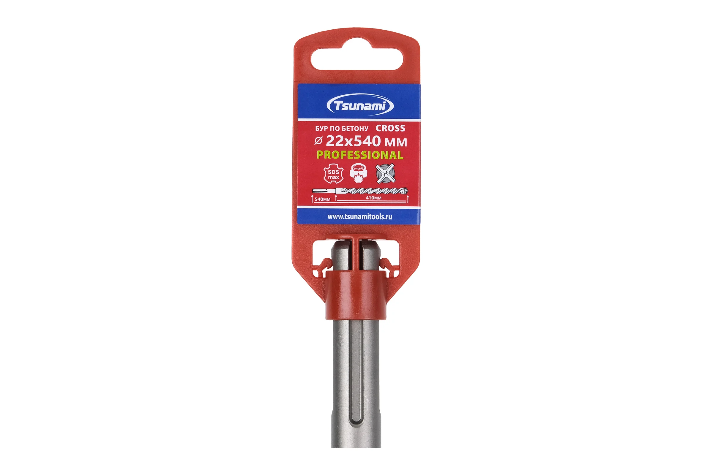 Бур по бетону Tsunami 22х540/400 Cross SDS-MAX PROFESSIONAL T10610400022540