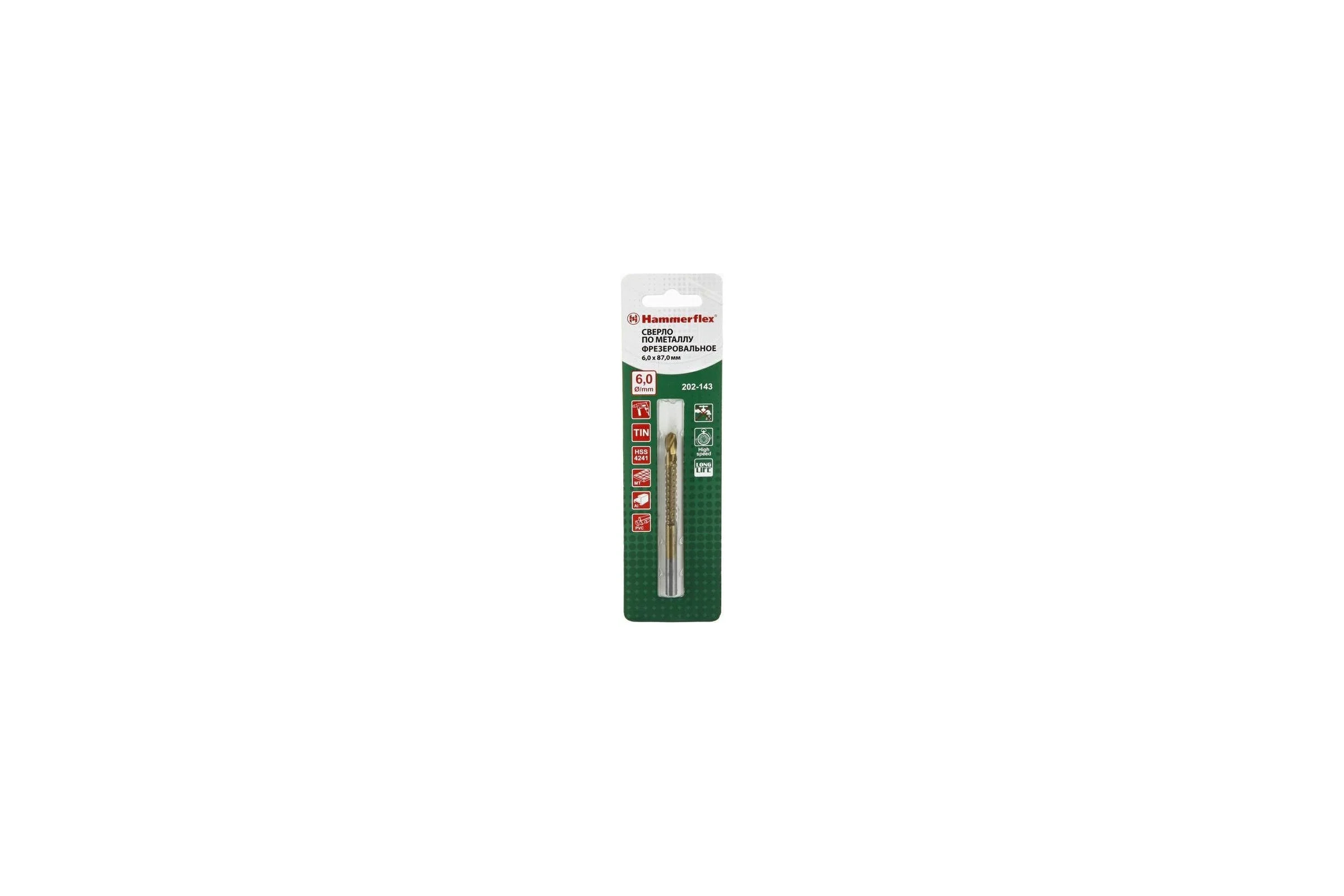 Сверло по металлу Flex 202-143 DR MT (6х87 мм; HSS-4241 TIN) Hammer 62433